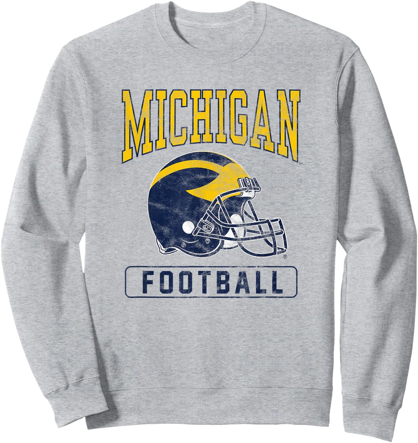 University of Michigan Wolverines U of M Football Helmet Sweatshirt - Sweatshirt | Ash