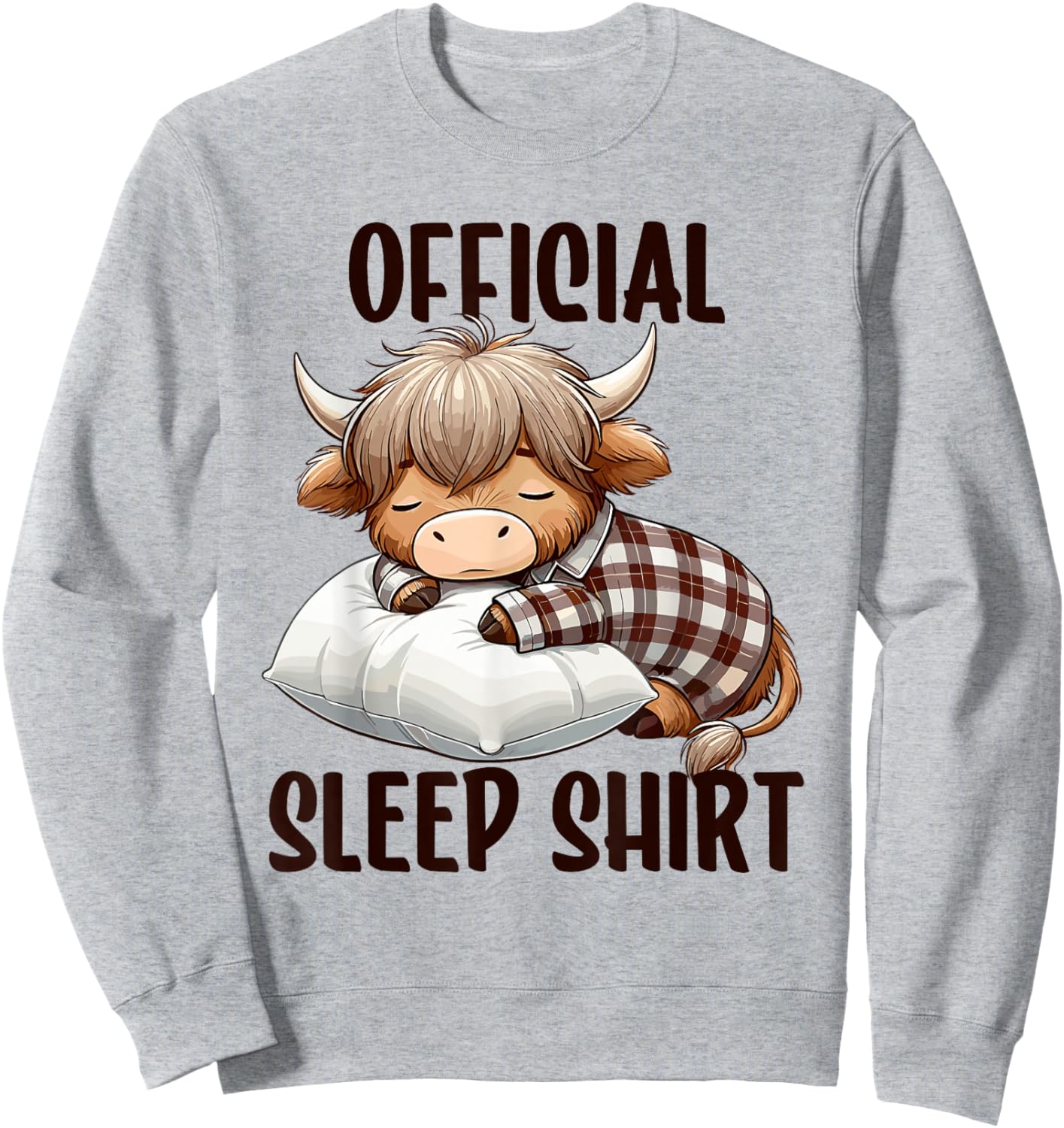Highland Cow, Nightgown Official Sleepshirt Nightshirt Sleep Sweatshirt - Sweatshirt | Ash