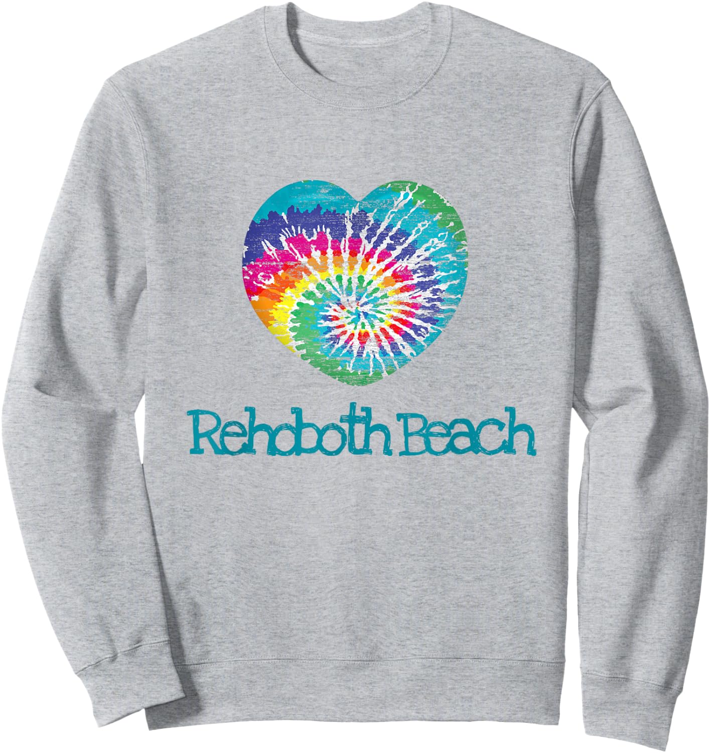 Love Heart Rehoboth Beach Tie Dye Batik Hippy 70's Mod Sweatshirt - Sweatshirt | Ash