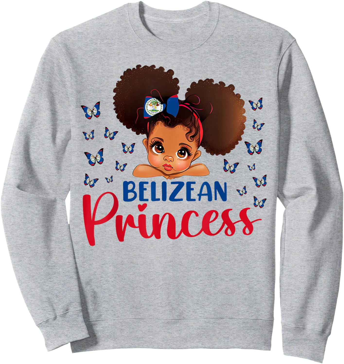 Belizean Princess Belize for Black Girls Kids Sweatshirt - Sweatshirt | Ash