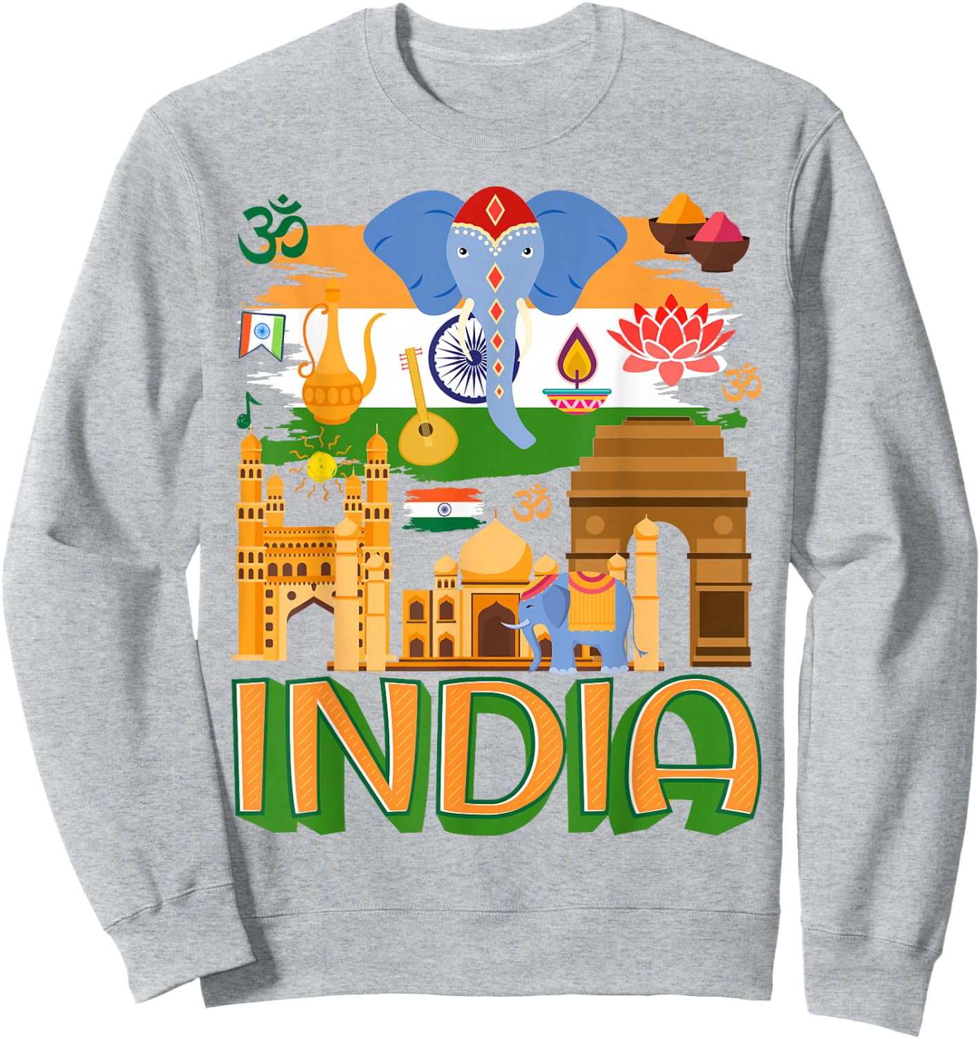 India Flag Outfit Idea For Kids & Elephant Indian Roots Sweatshirt - Sweatshirt | Ash