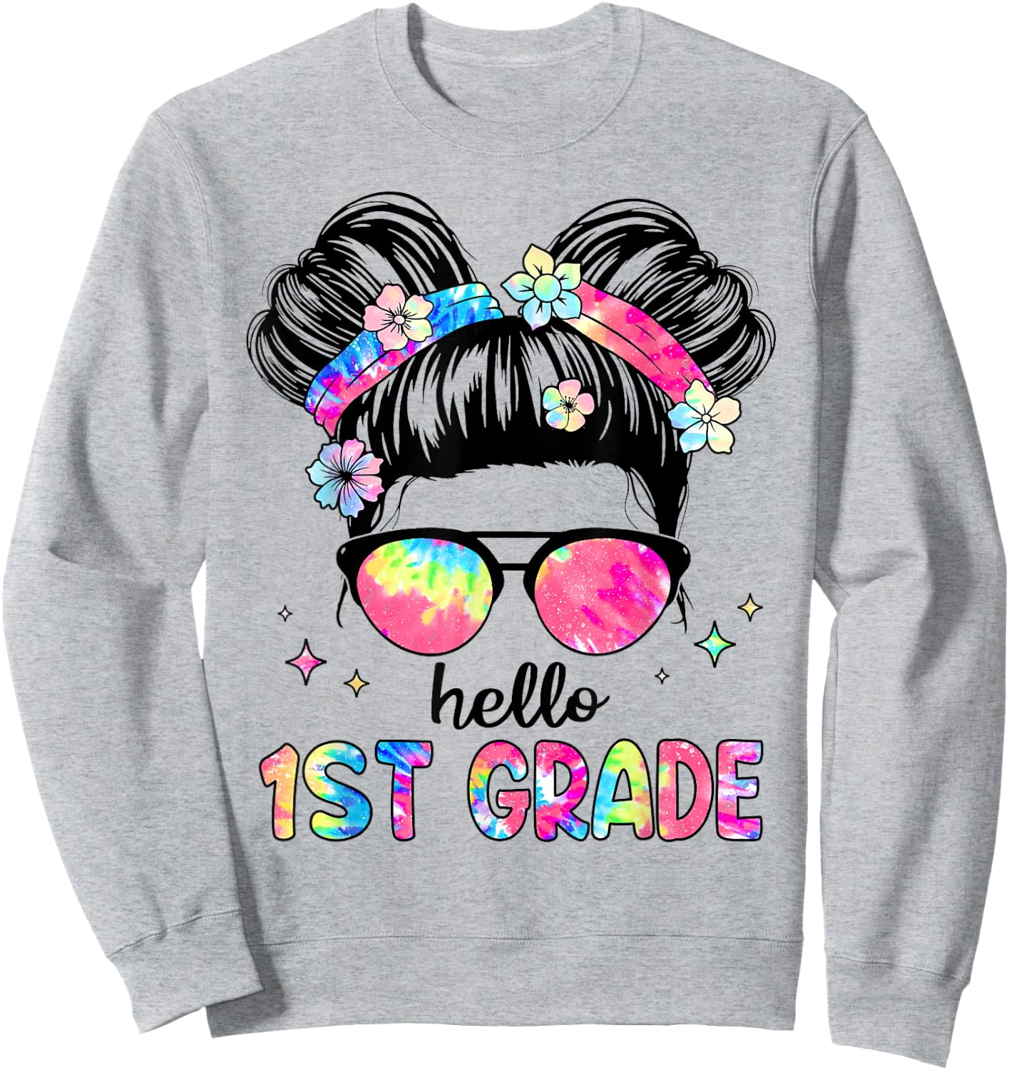 Hello First Grade Teacher 1st Grade Girl Kids Back to School Sweatshirt - Sweatshirt | Ash