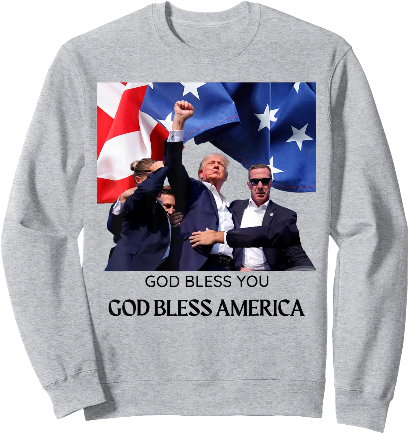 God Bless You - God Bless America - Donald Trump 2024 Sweatshirt - Sweatshirt | Ash