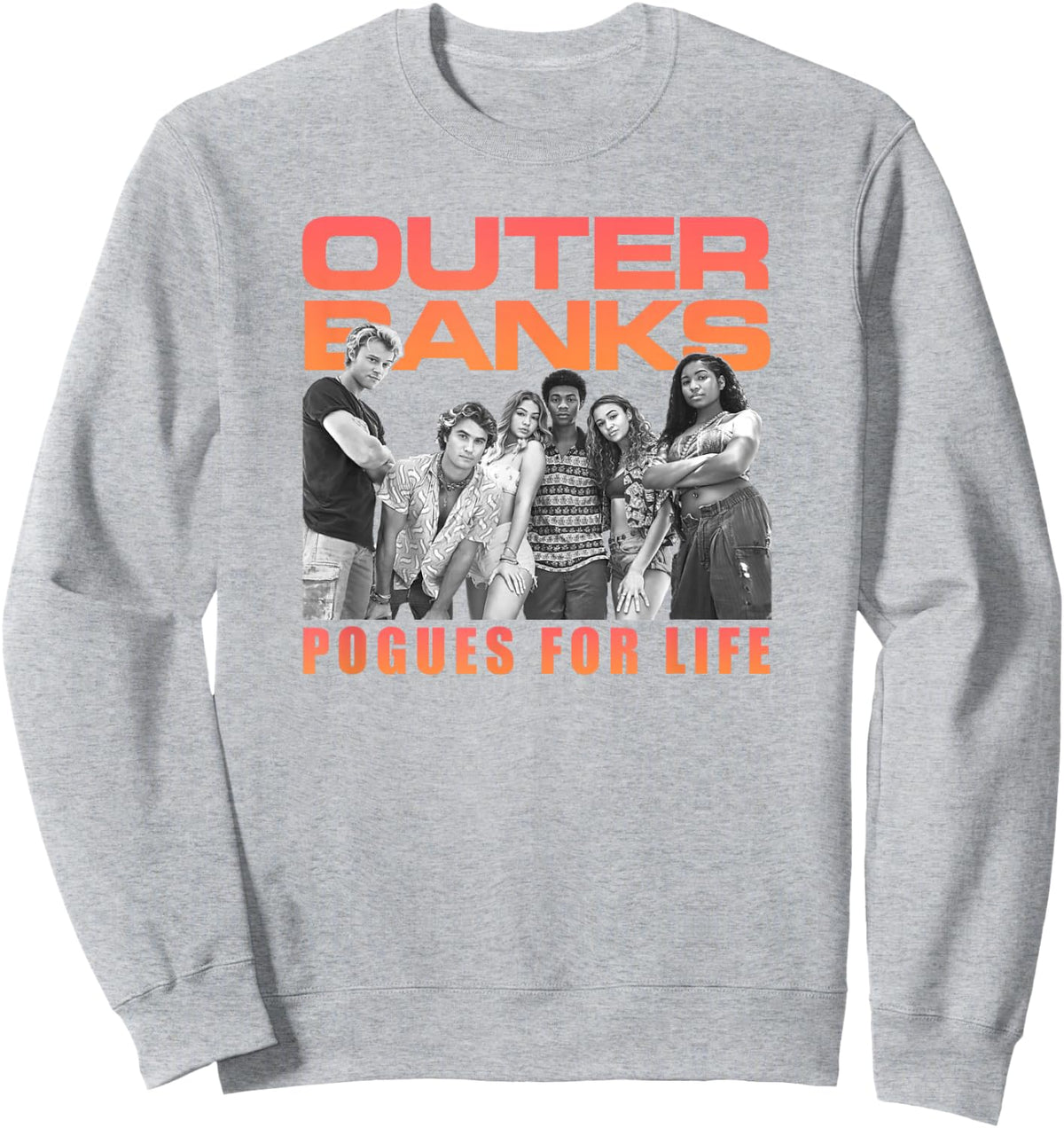 Outer Banks Group Shot Pogues for Life Portrait Sweatshirt - Sweatshirt | Ash