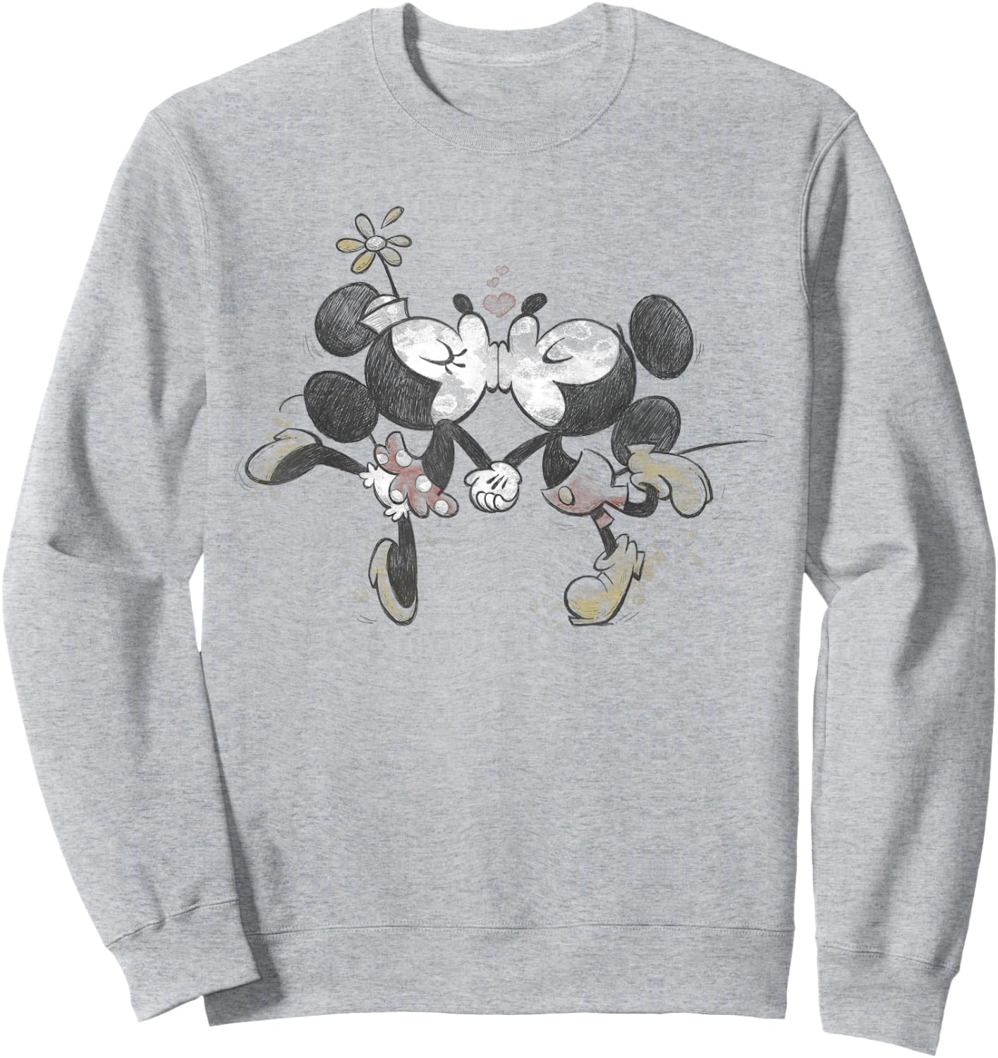 Disney - Valentines Mickey Minnie Kissing Face Sweatshirt - Sweatshirt | Ash