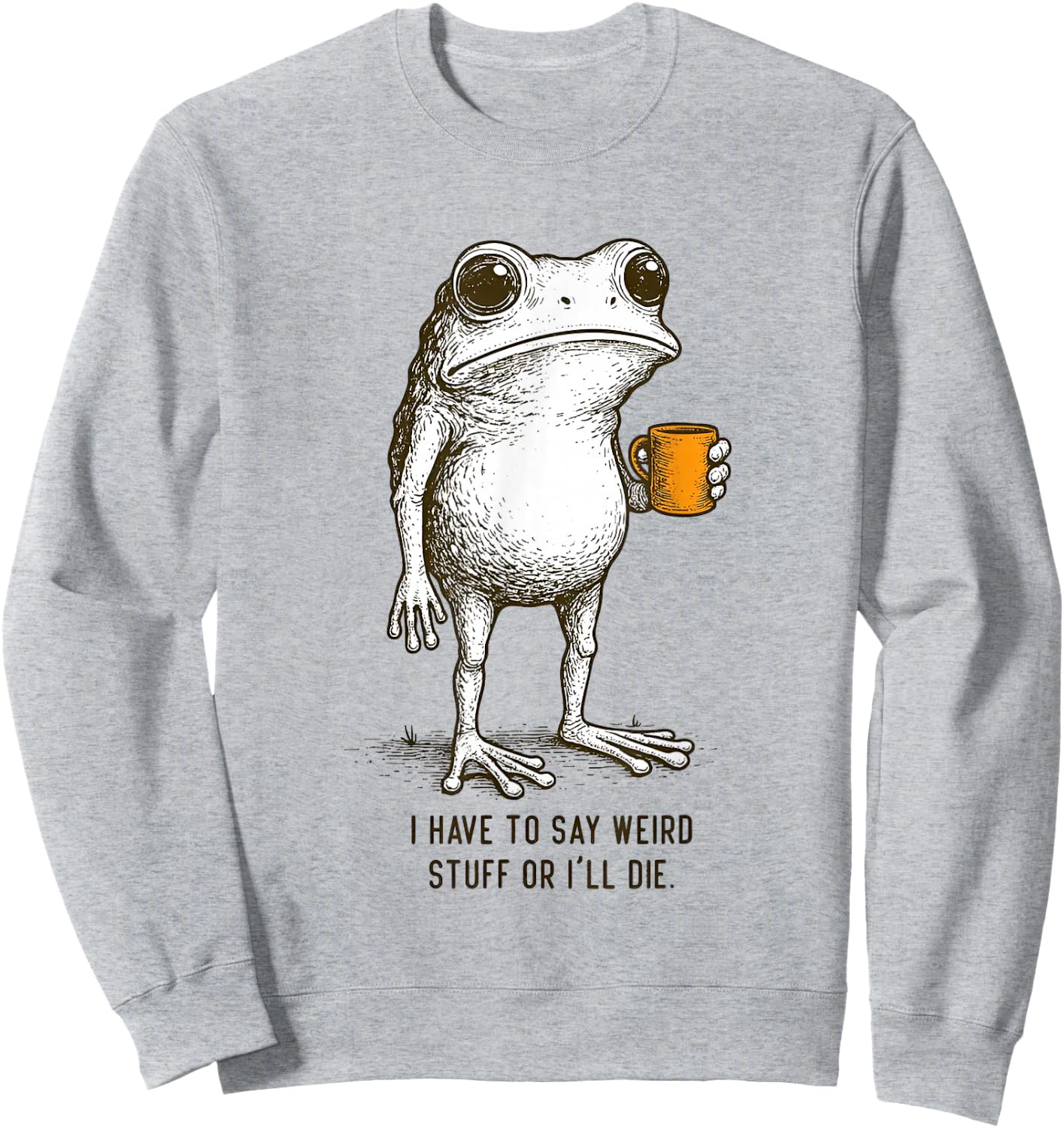 I Have to Say Weird Stuff Or I'll Die Frog Meme Sweatshirt - Sweatshirt | Ash