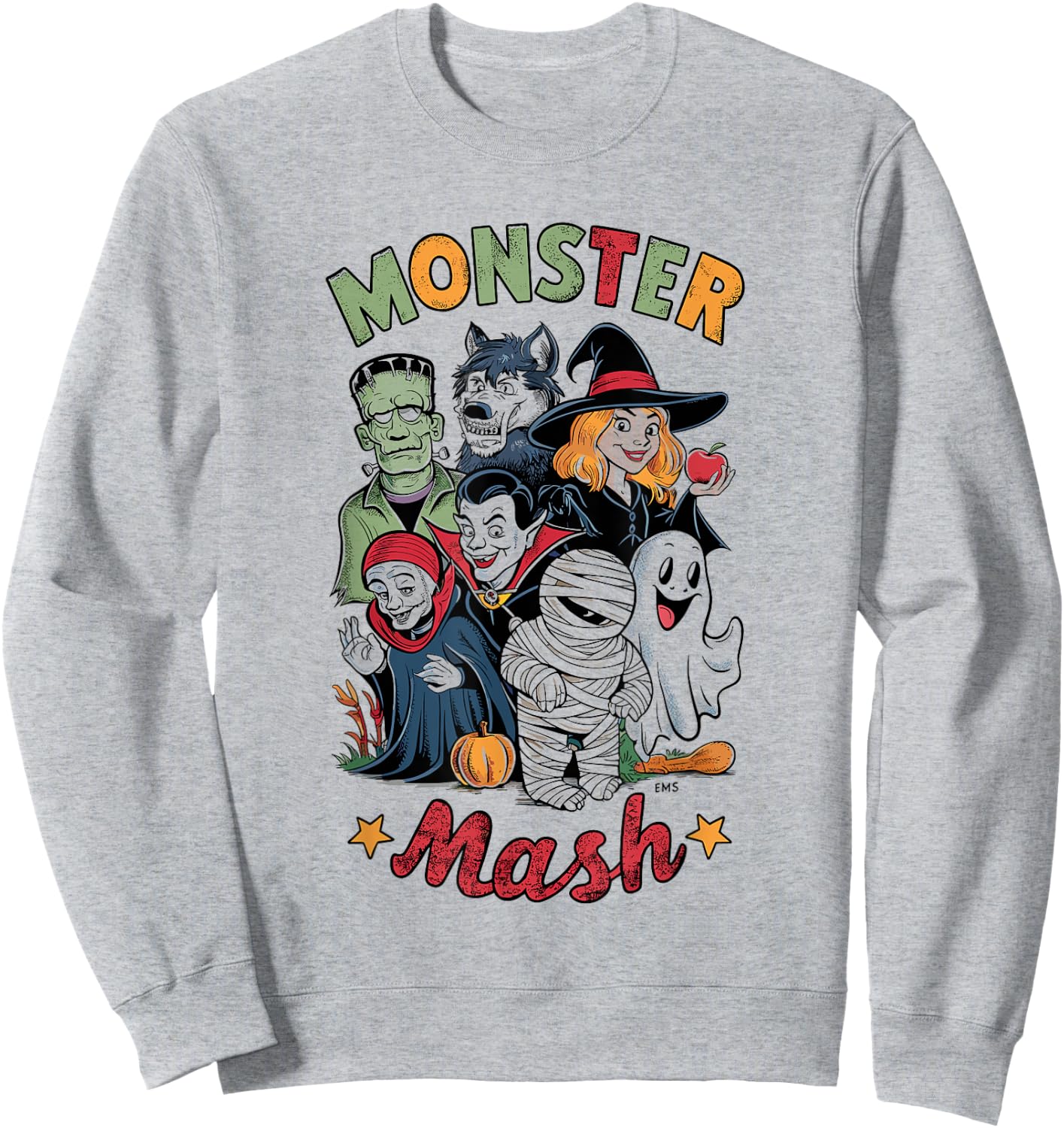 Vintage HALLOWEEN SHIRT | Classic Monster Characters Mash Sweatshirt - Sweatshirt | Ash
