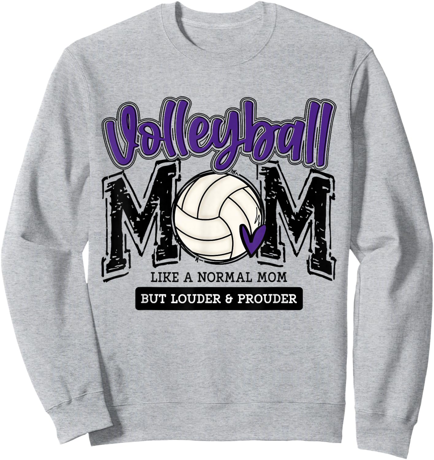 Volleyball Mom Purple Game Day Mama Daughter Family Team Sweatshirt - Sweatshirt | Ash