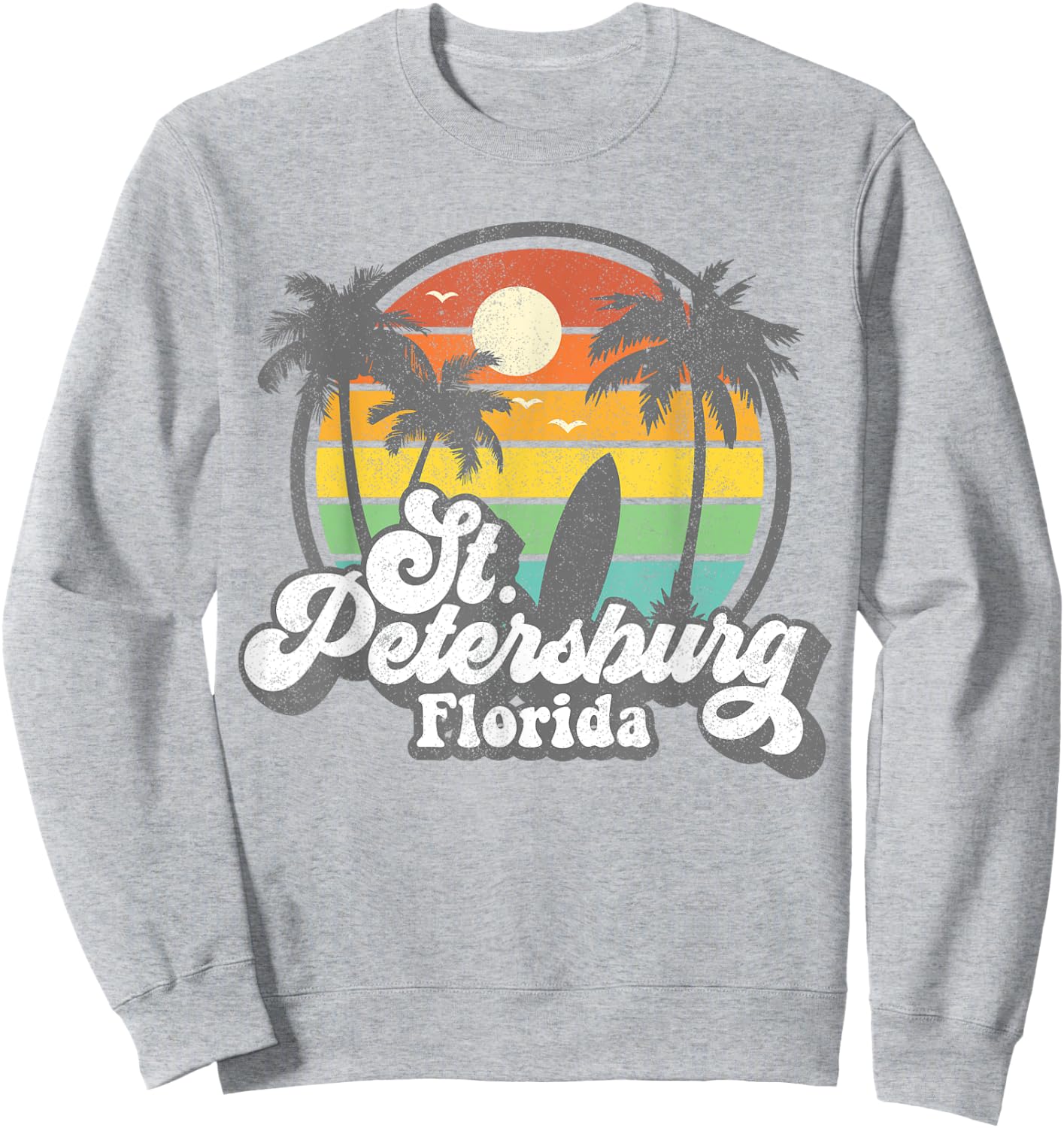 Vintage St. Petersburg Beach Florida Surfing Retro Surf Gift Women Girls Kids Sweatshirt - Sweatshirt | Ash