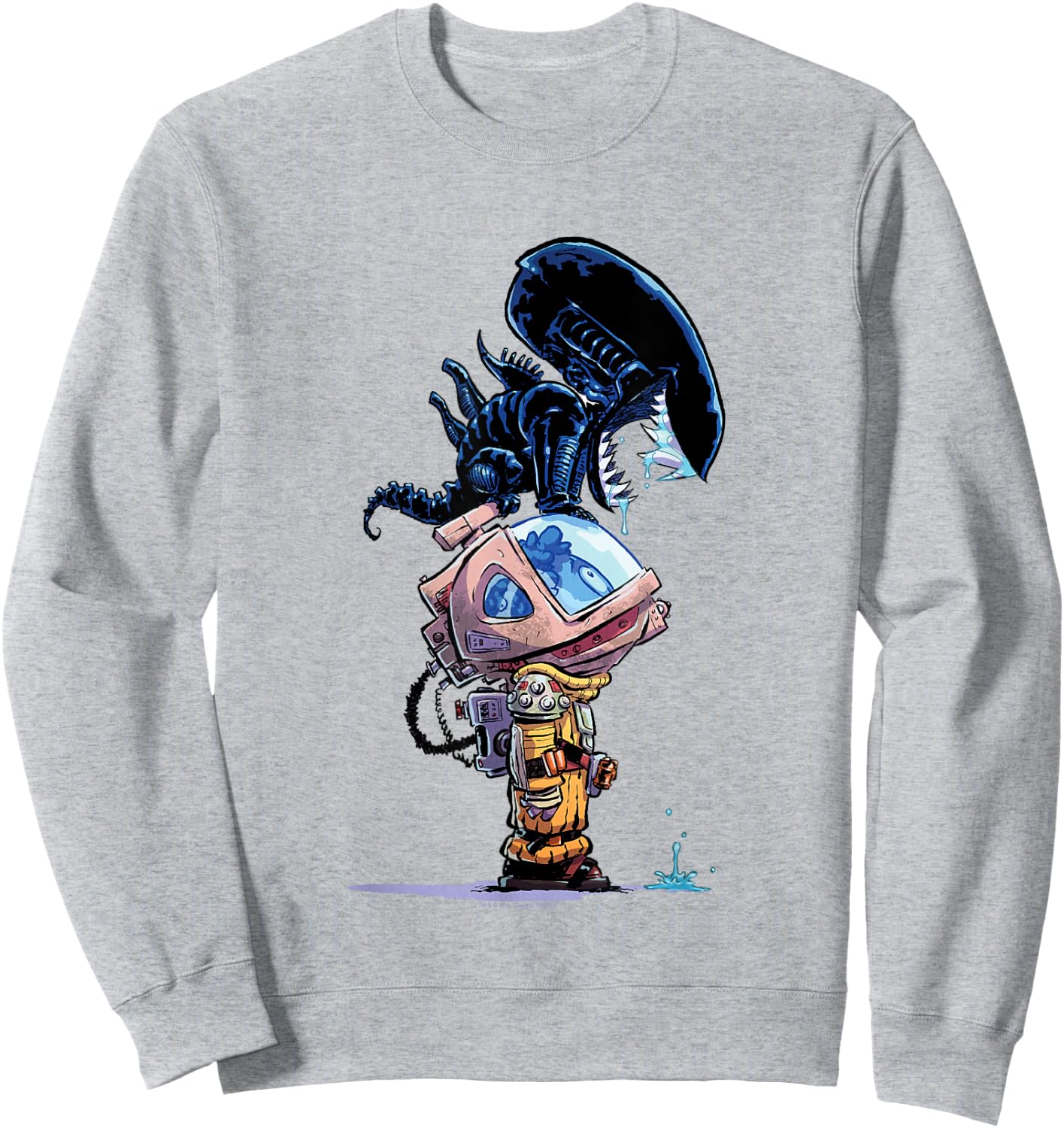 Aliens Cute Animated Xenomorph Big Chest Chibi Poster Sweatshirt - Sweatshirt | Ash