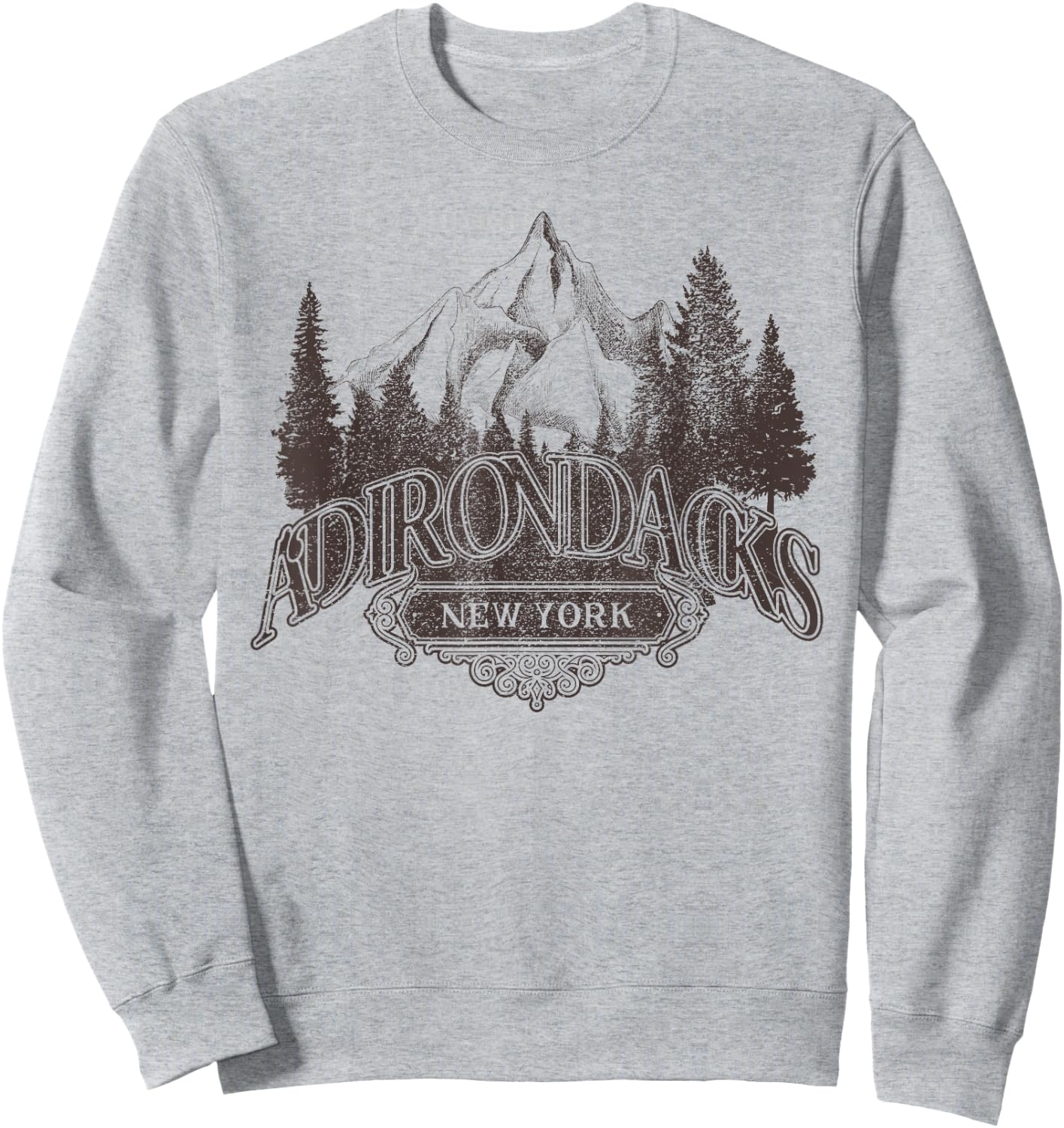 Adirondacks New York Mountains Vintage Biker Patch Sweatshirt - Sweatshirt | Ash