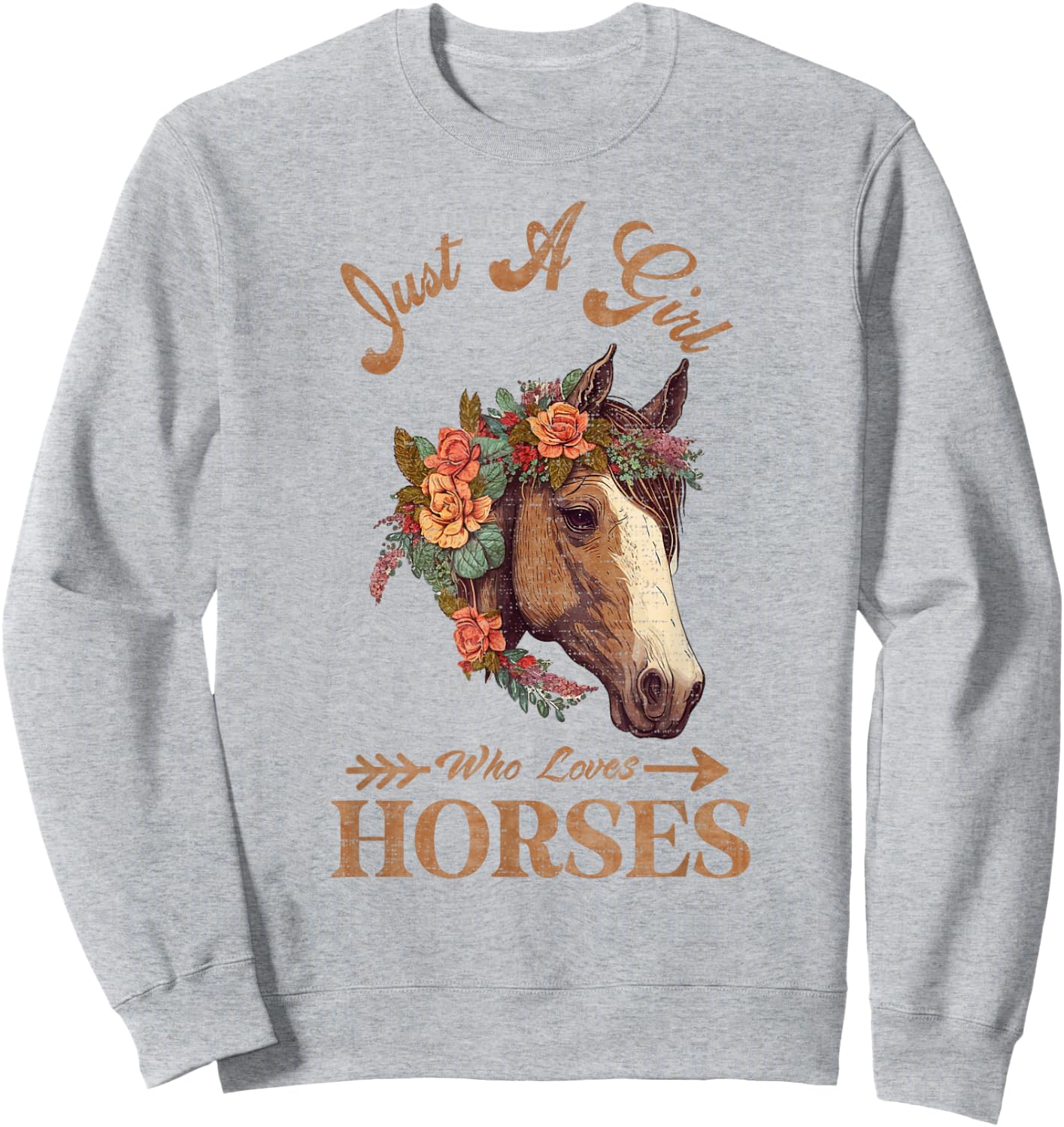 Vintage Retro Just A Girl Who Loves Horses, Horseback Riding Sweatshirt - Sweatshirt | Ash