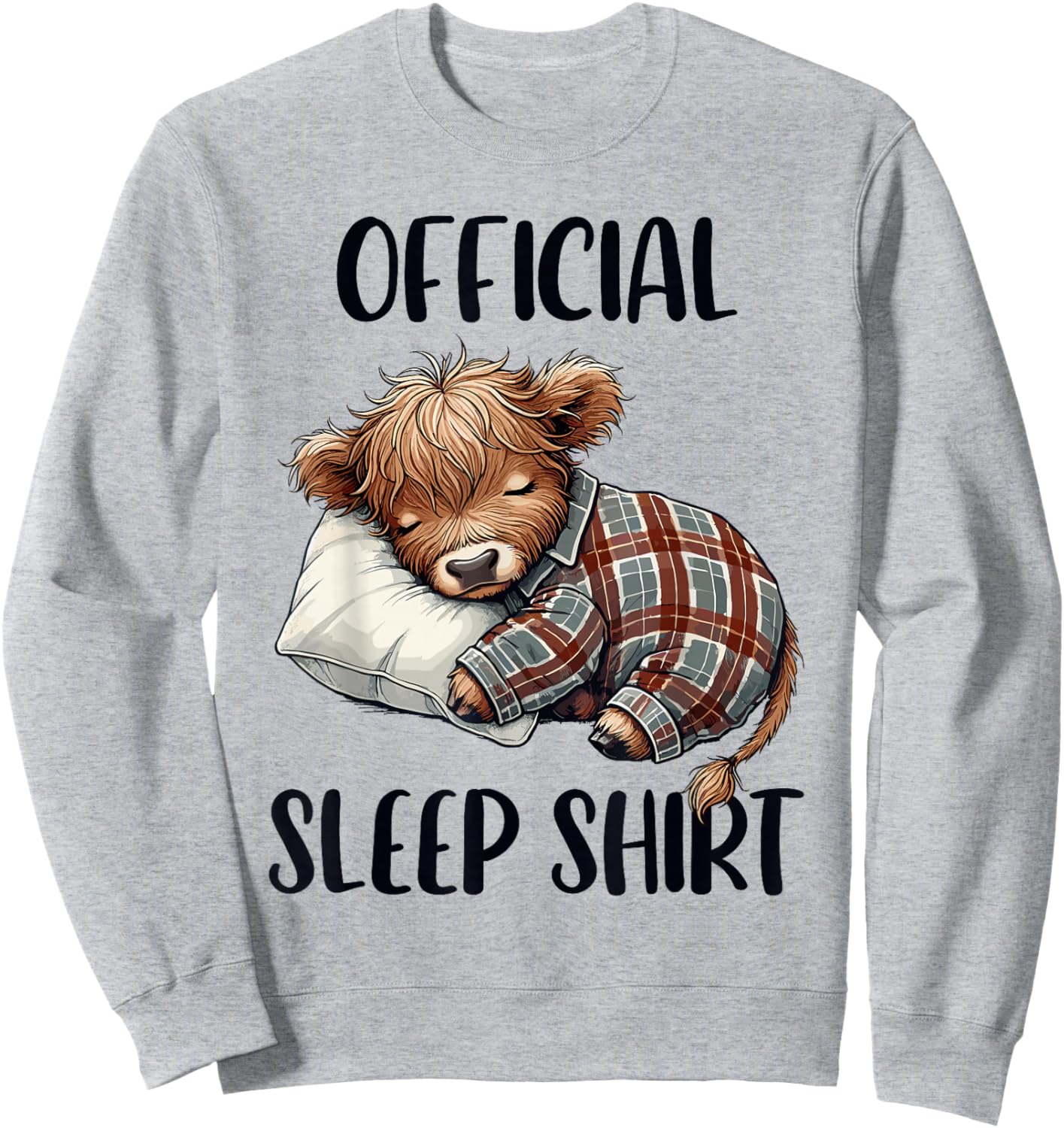 Highland Cow, Nightgown Nightshirt Official Sleepshirt Sleep Sweatshirt - Sweatshirt | Ash