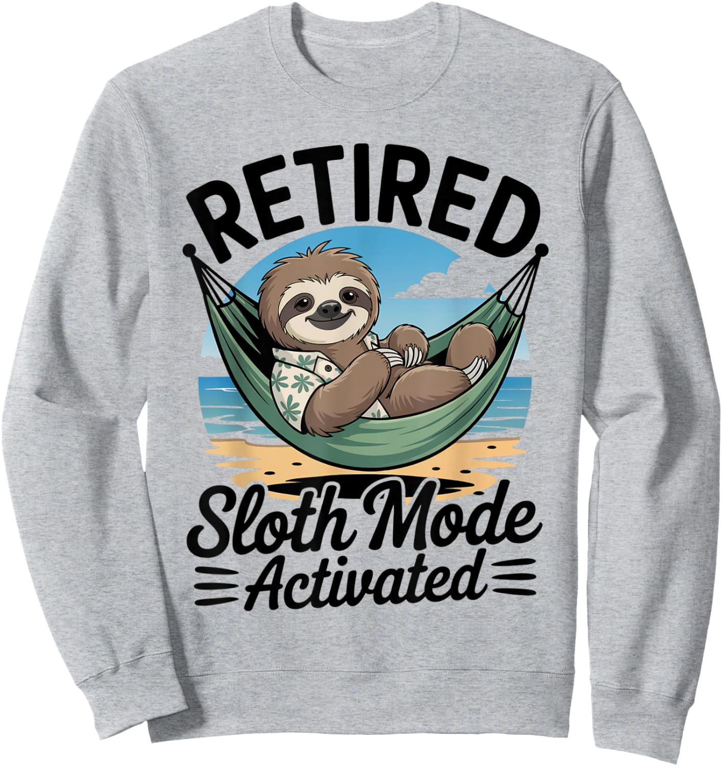 Funny Retired Sloth Animal Graphic Vintage Retirement Sweatshirt - Sweatshirt | Ash