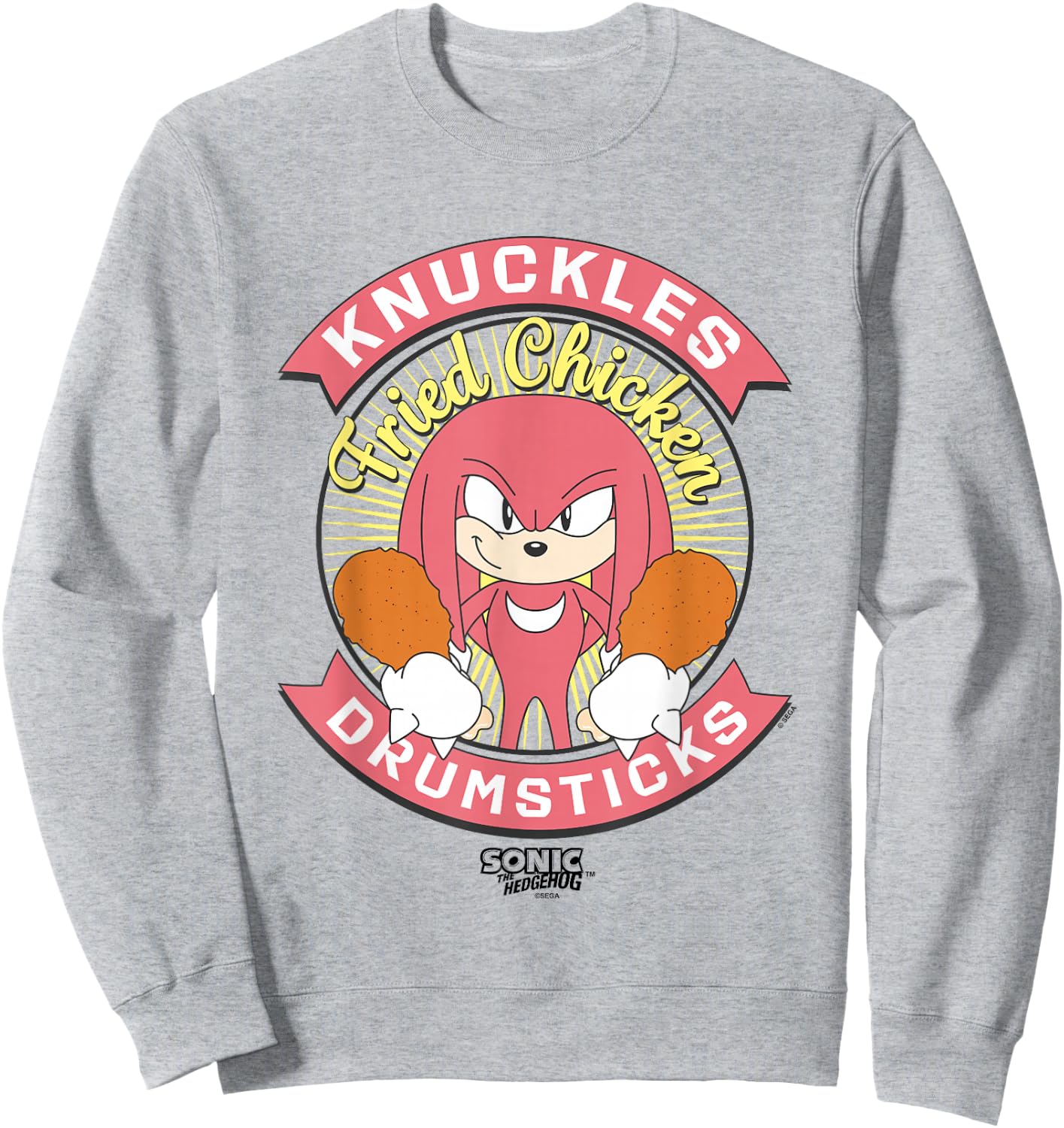 Sonic The Hedgehog Knuckles Drumsticks Fried Chicken Vintage Sweatshirt - Sweatshirt | Ash