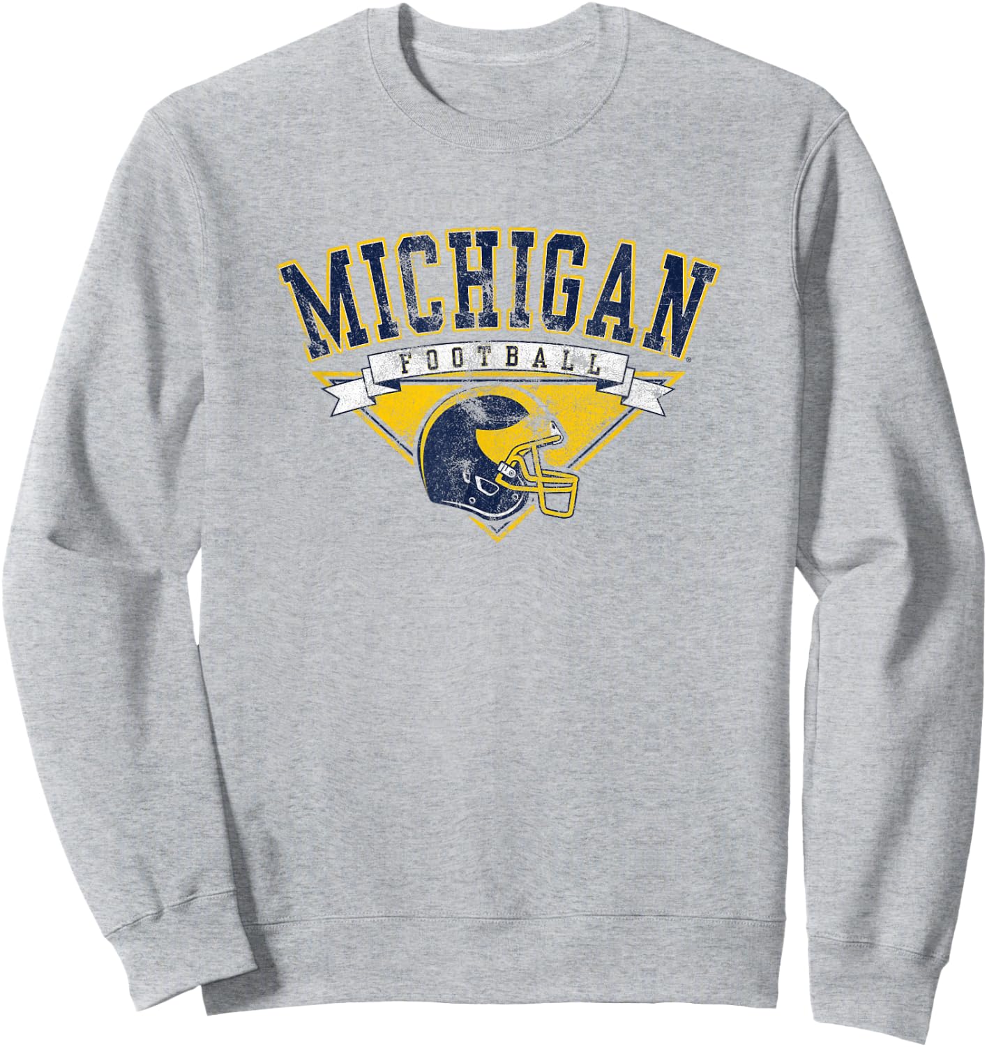 University of Michigan Wolverines U of M Football Helmet Sweatshirt - Sweatshirt | Ash