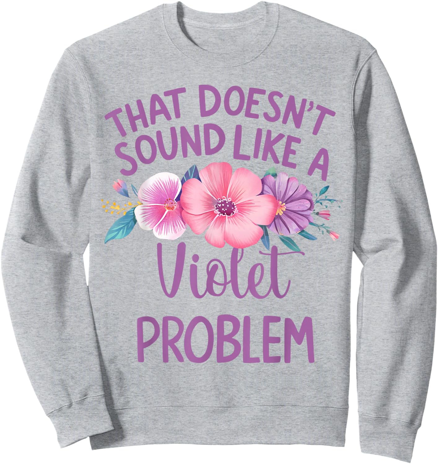 Violet Personalized Cute Flower Girls Violet Name Sweatshirt - Sweatshirt | Ash