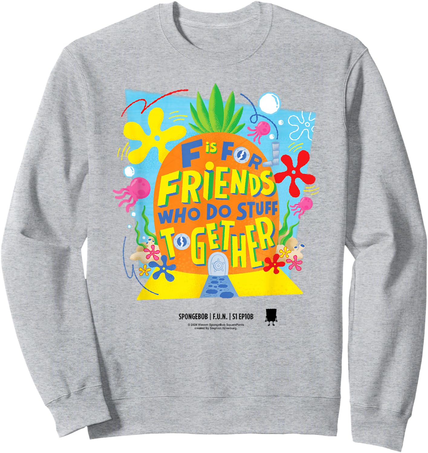 Spongebob Squarepants Pineapple Friends Sweatshirt - Sweatshirt | Ash