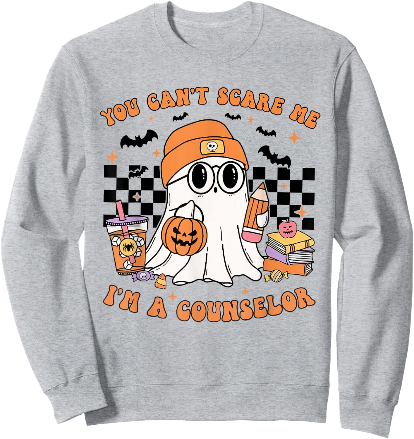 You Can't Scare Me I'm A Counselor Halloween Pumpkin Fall Sweatshirt - Sweatshirt | Ash