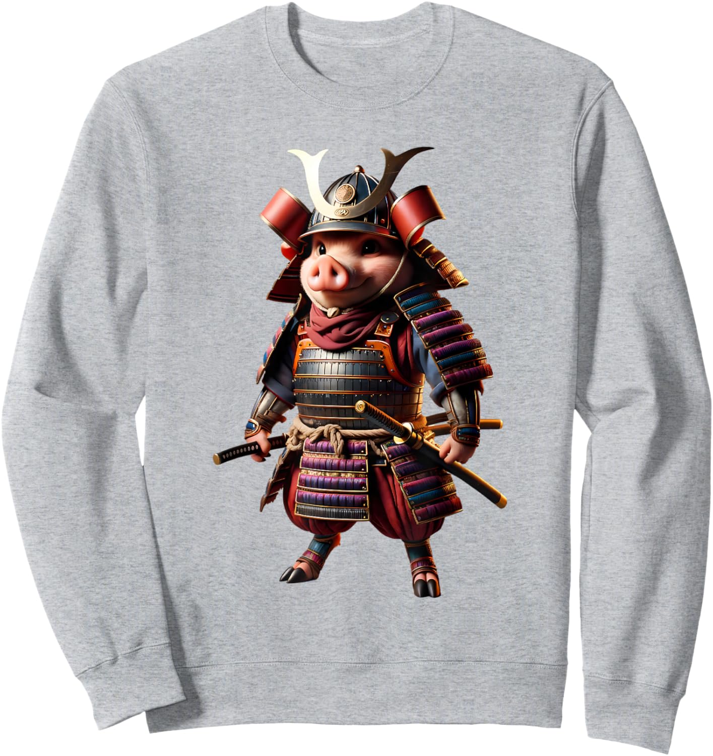 Samurai Pig Japanese Anime Halloween Costume Sweatshirt - Sweatshirt | Ash