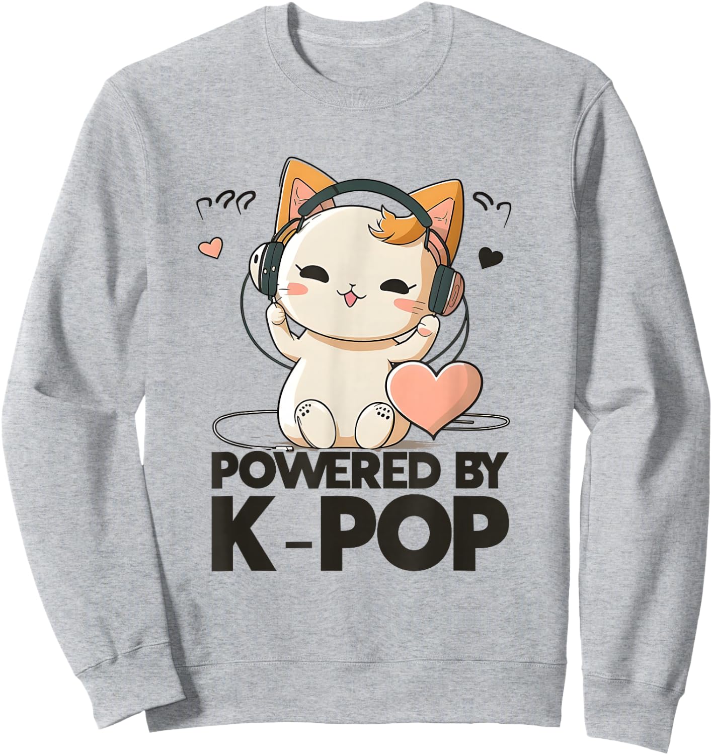 Powered by Kpop Merchandise Cat K-Pop Fashion Fangirls Sweatshirt - Sweatshirt | Ash