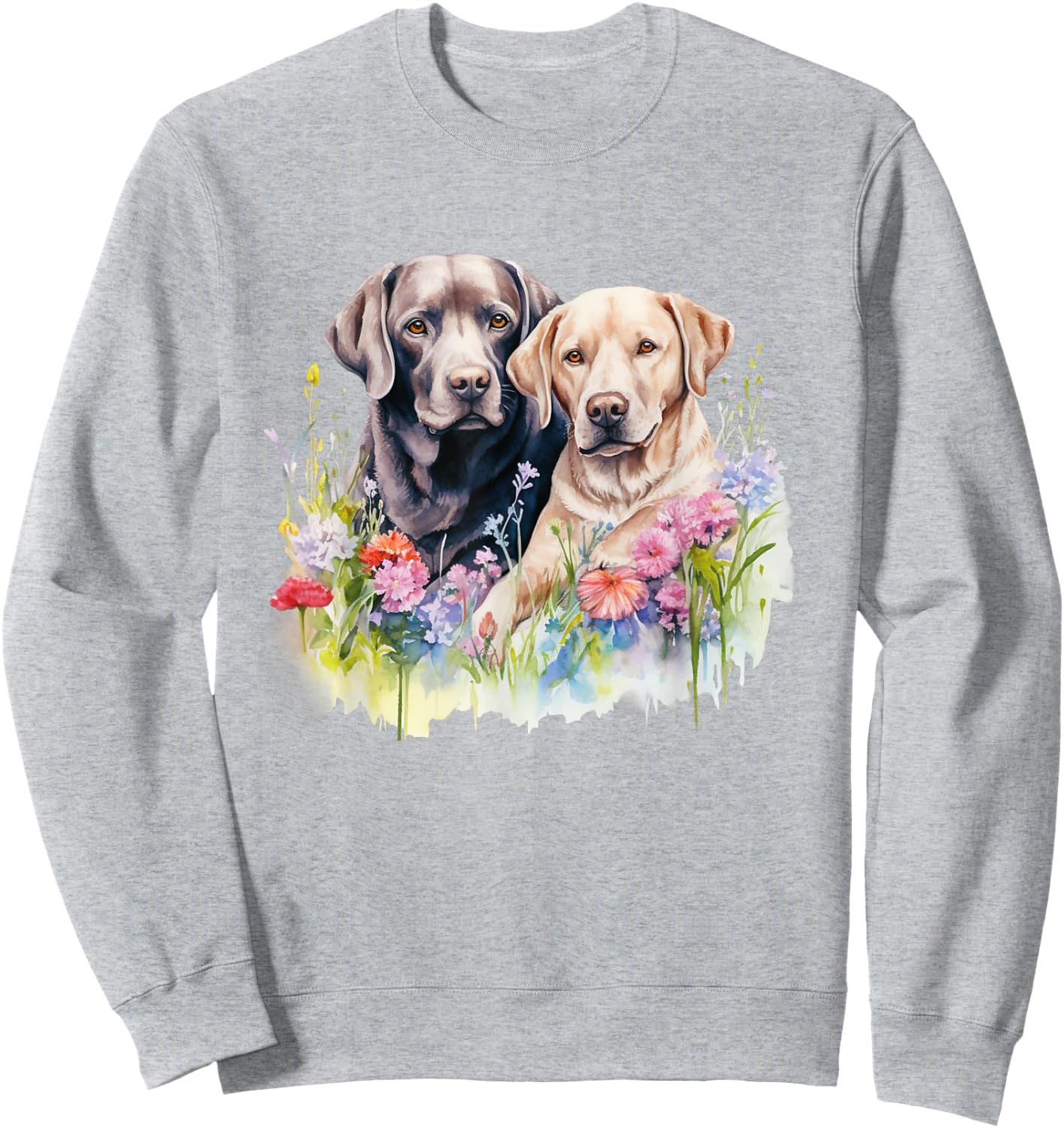 Floral Wildflower Dog Labrador Retriever Men Women Kids Sweatshirt - Sweatshirt | Ash