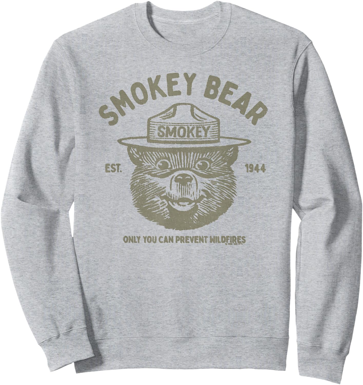 Vintage Smokey Bear Logo Only You Can Prevent Wildfires Sweatshirt - Sweatshirt | Ash