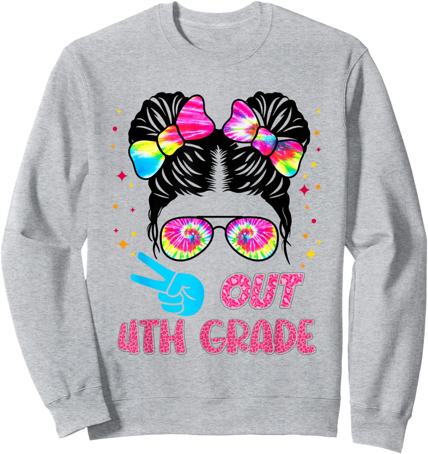 4th Grade Graduation Shirt Messy Bun 4th Grade End of School Sweatshirt - Sweatshirt | Ash