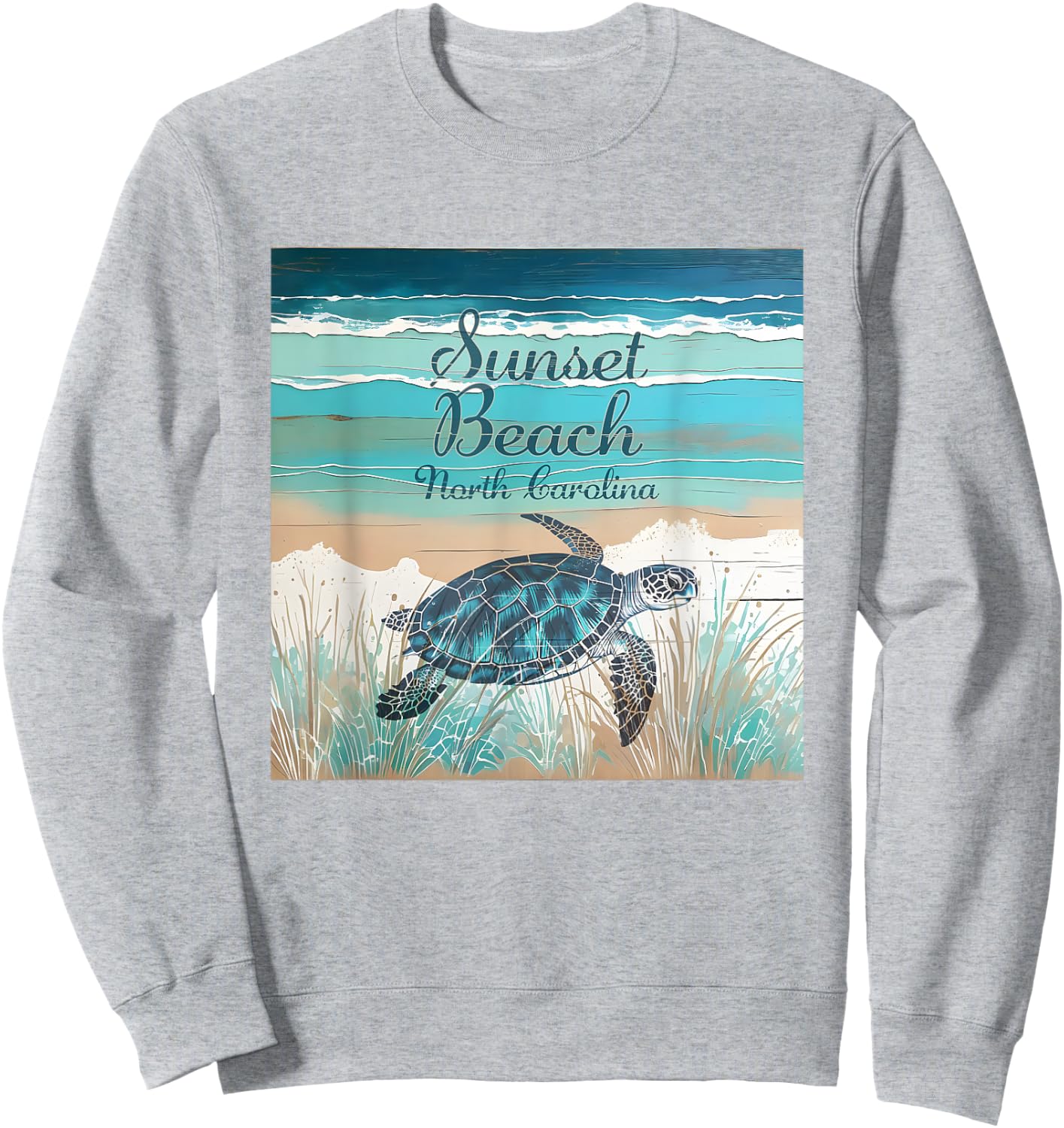 Sunset Beach North Carolina Sea Turtle Beach Decor Men Women Girls Kids Sweatshirt - Sweatshirt | Ash