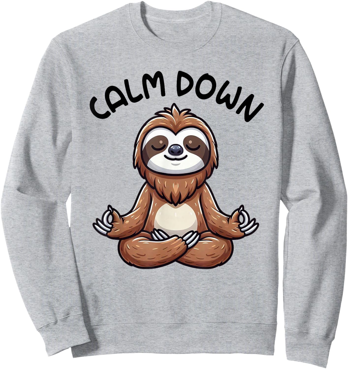 Sloth Calm Down Yoga Meditation Sweatshirt - Sweatshirt | Ash