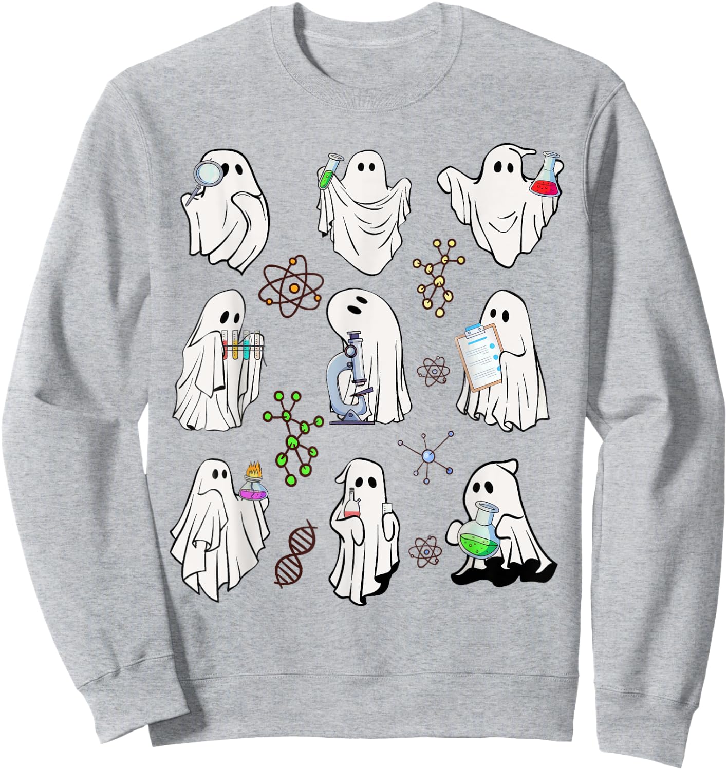Ghost Science Teacher Chemistry Laboratory Halloween Costume Sweatshirt - Sweatshirt | Ash
