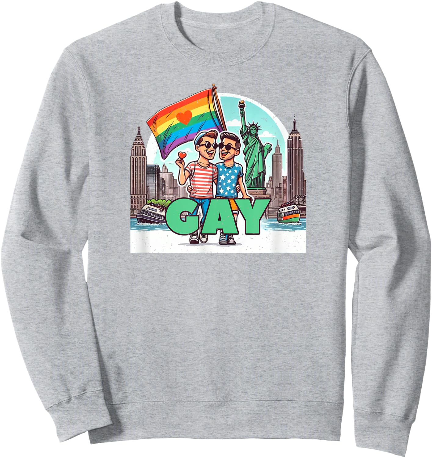 Gay Couple New York Trip Gay Flag Sweatshirt - Sweatshirt | Ash