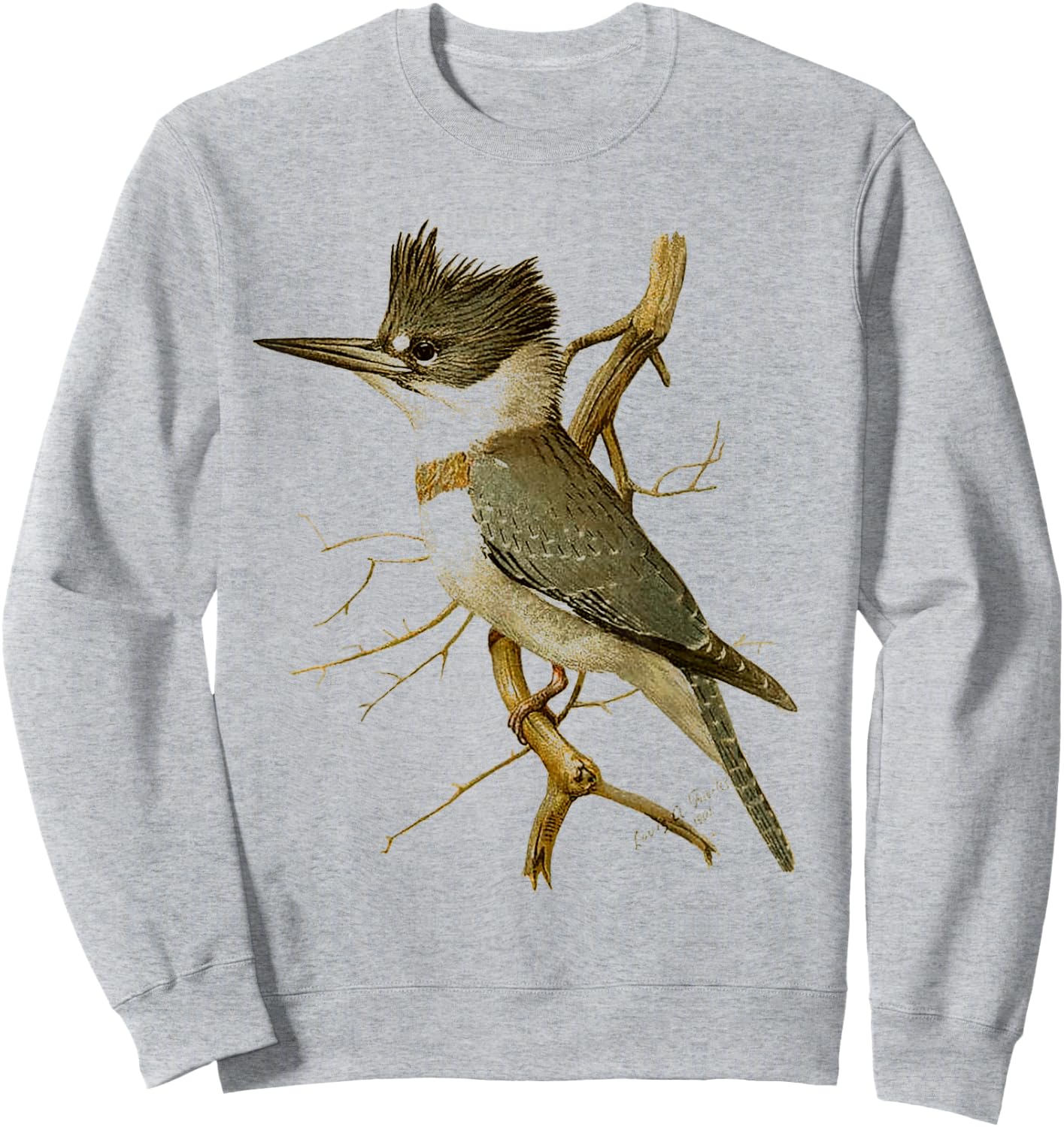 Kingfisher Birding for Birders Bird Lovers Kingfisher Bird - Kids, , Nature Lovers, Vacation Wear - White - Small - Short Sleeve Sweatshirt - Sweatshirt | Ash