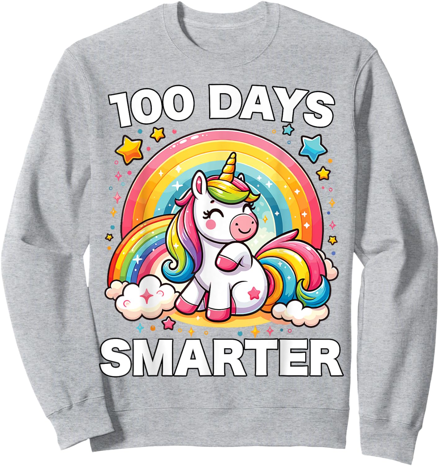 100 Days of School Unicorn Girls Teacher 100th Day of School Sweatshirt - Sweatshirt | Ash