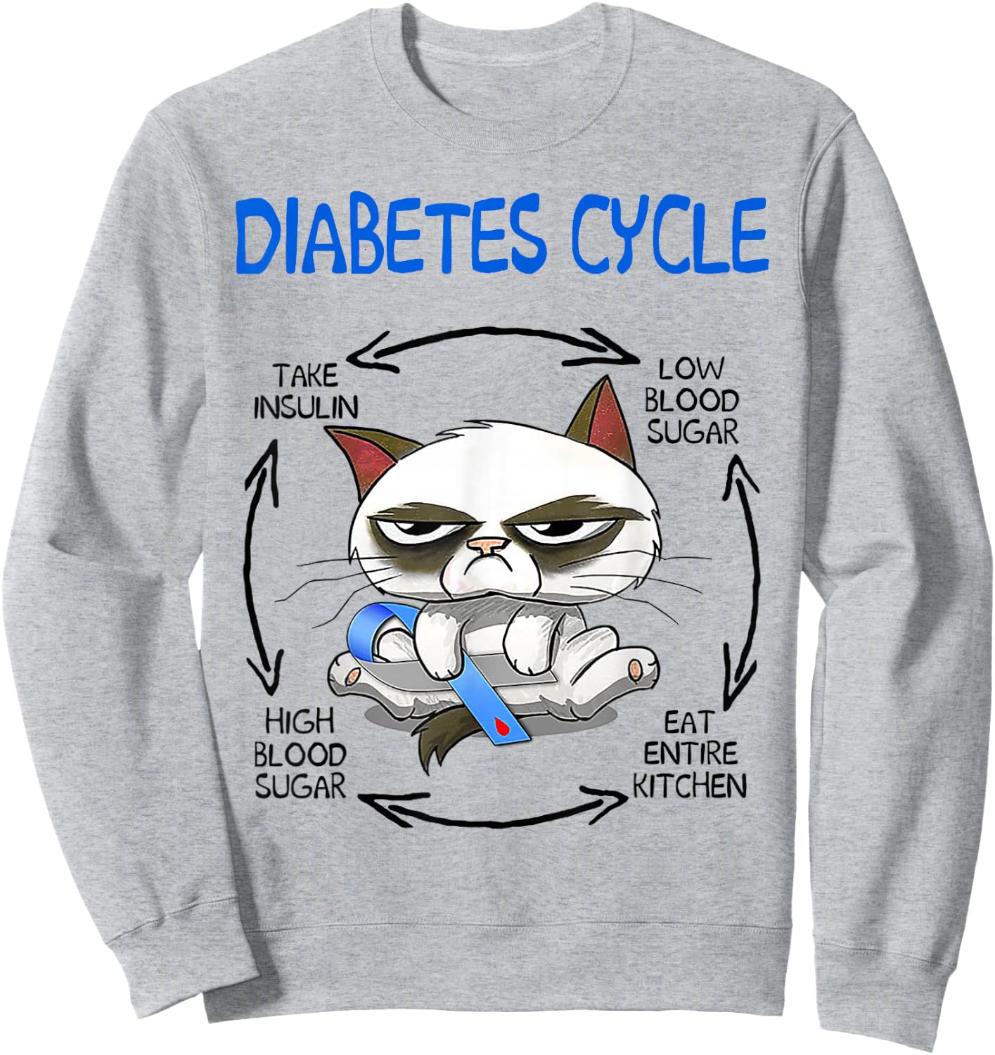 Cat Diabetes Cycle Sweatshirt - Sweatshirt | Ash