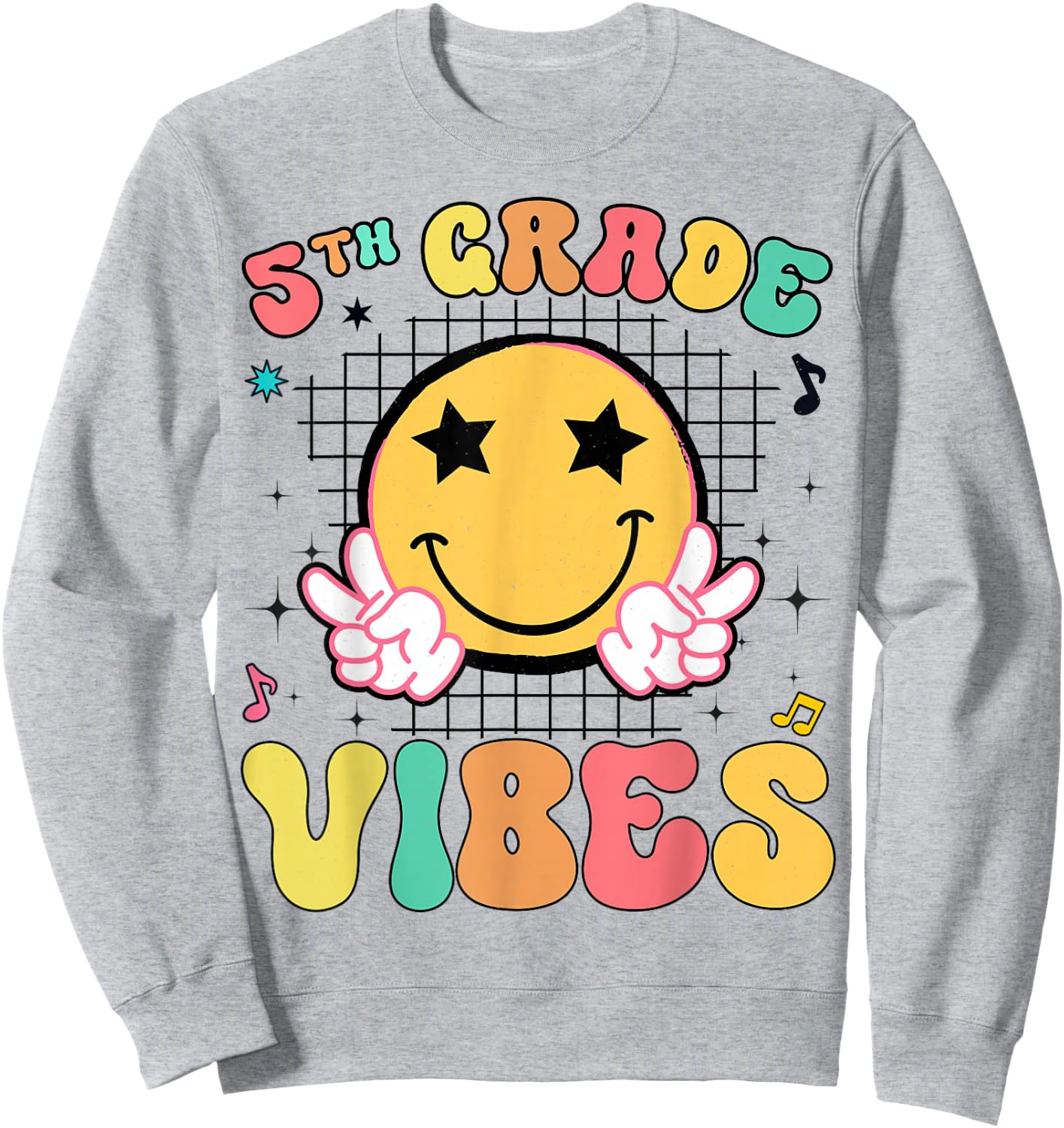 Girls 5th Grade Vibes Smile Face Back to School Fifth grade Sweatshirt - Sweatshirt | Ash