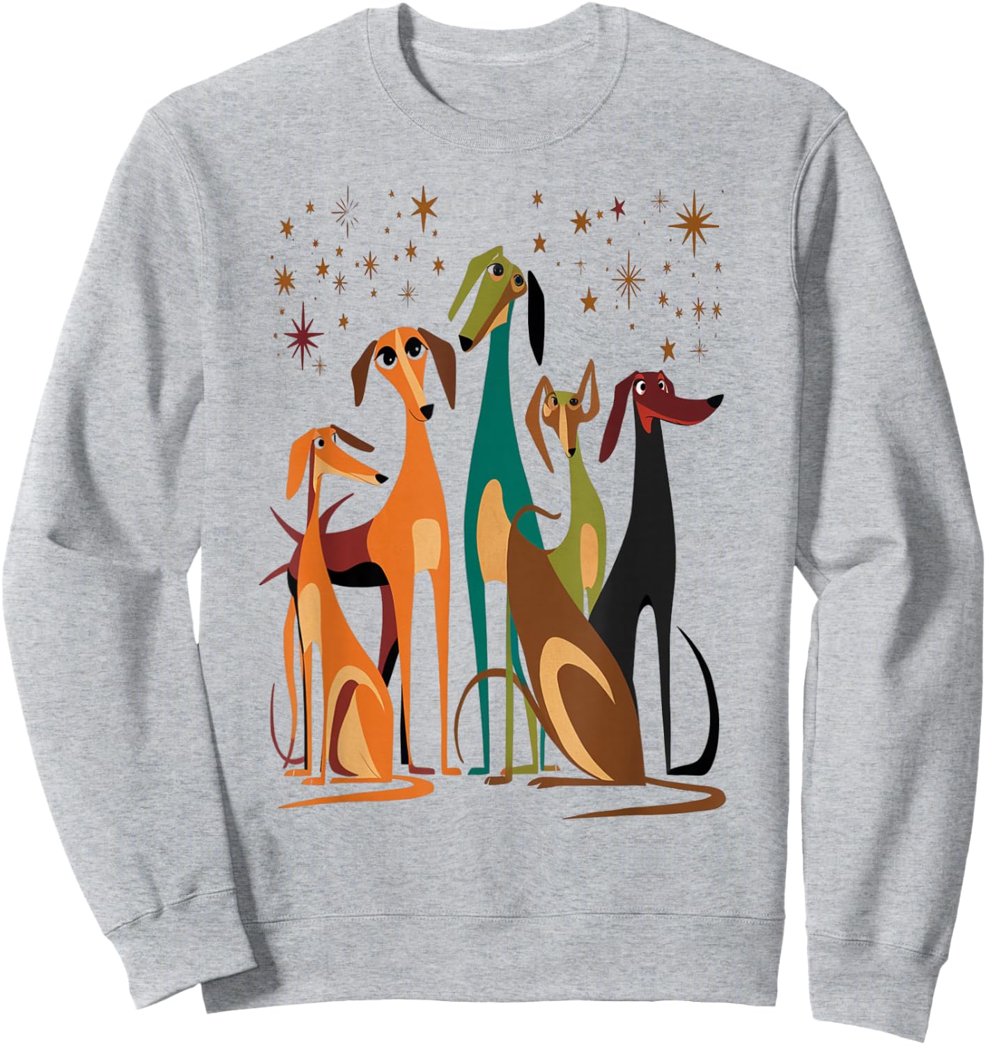 Vintage Retro Mid-Century Long Neck Dogs 50s 60s Style Sweatshirt - Sweatshirt | Ash
