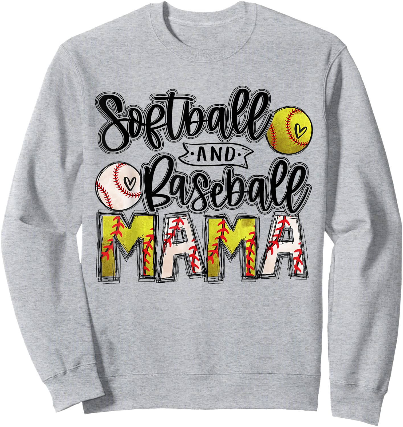 Ball Mom Softball Mama Baseball Mama Ballers Mom Birthday Sweatshirt - Sweatshirt | Ash