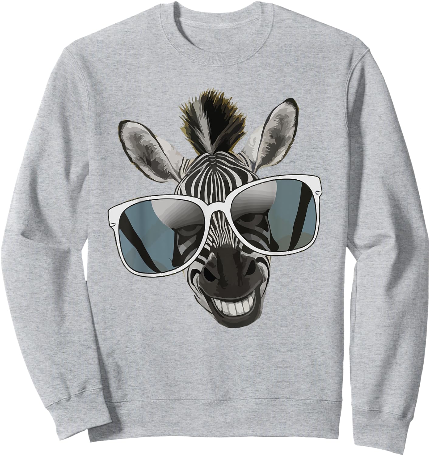 Funny Zebra with Sunglasses Sweatshirt - Sweatshirt | Ash