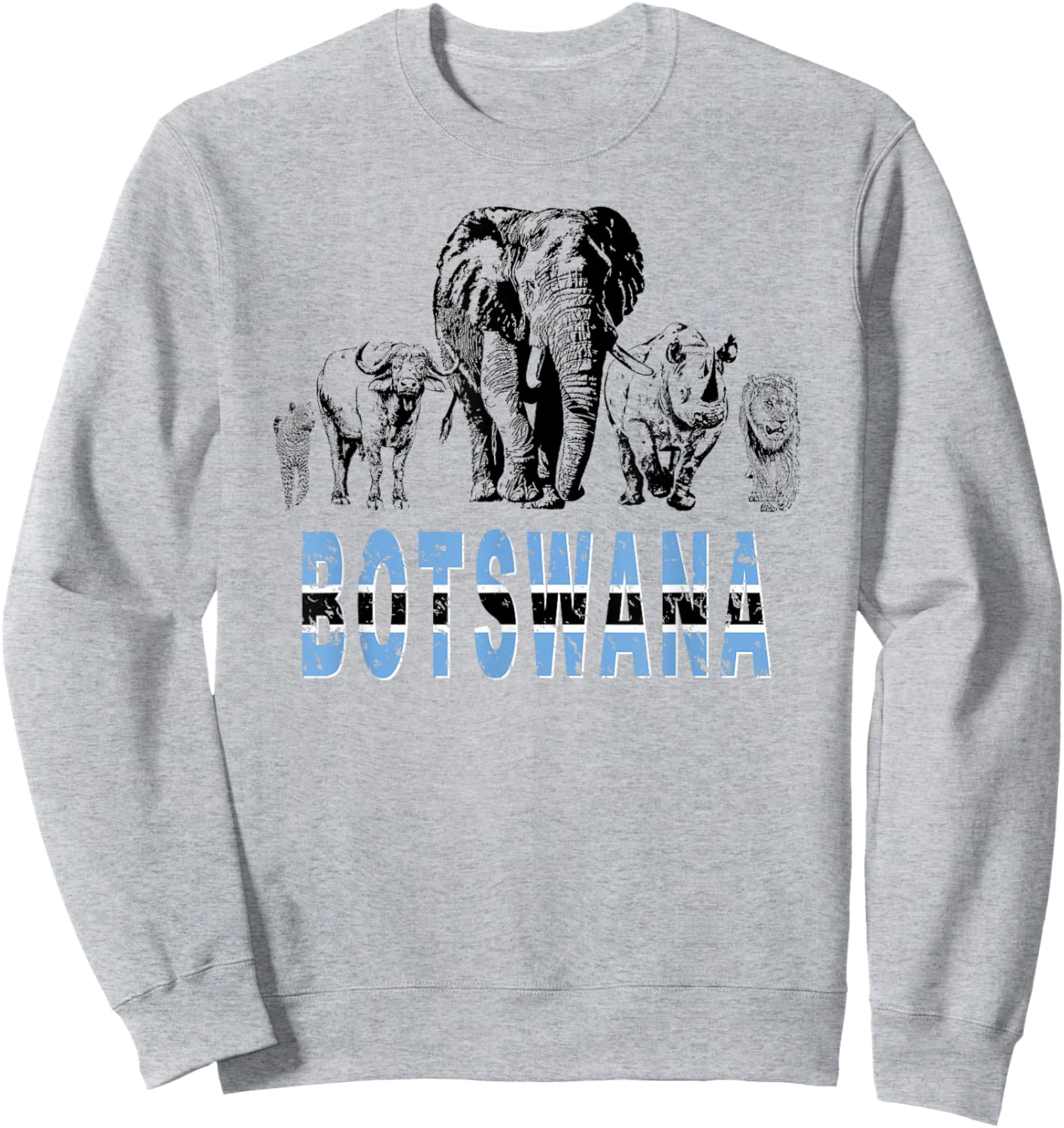 Big Five Botswana Pride Artwork for Wildlife Lovers Sweatshirt - Sweatshirt | Ash