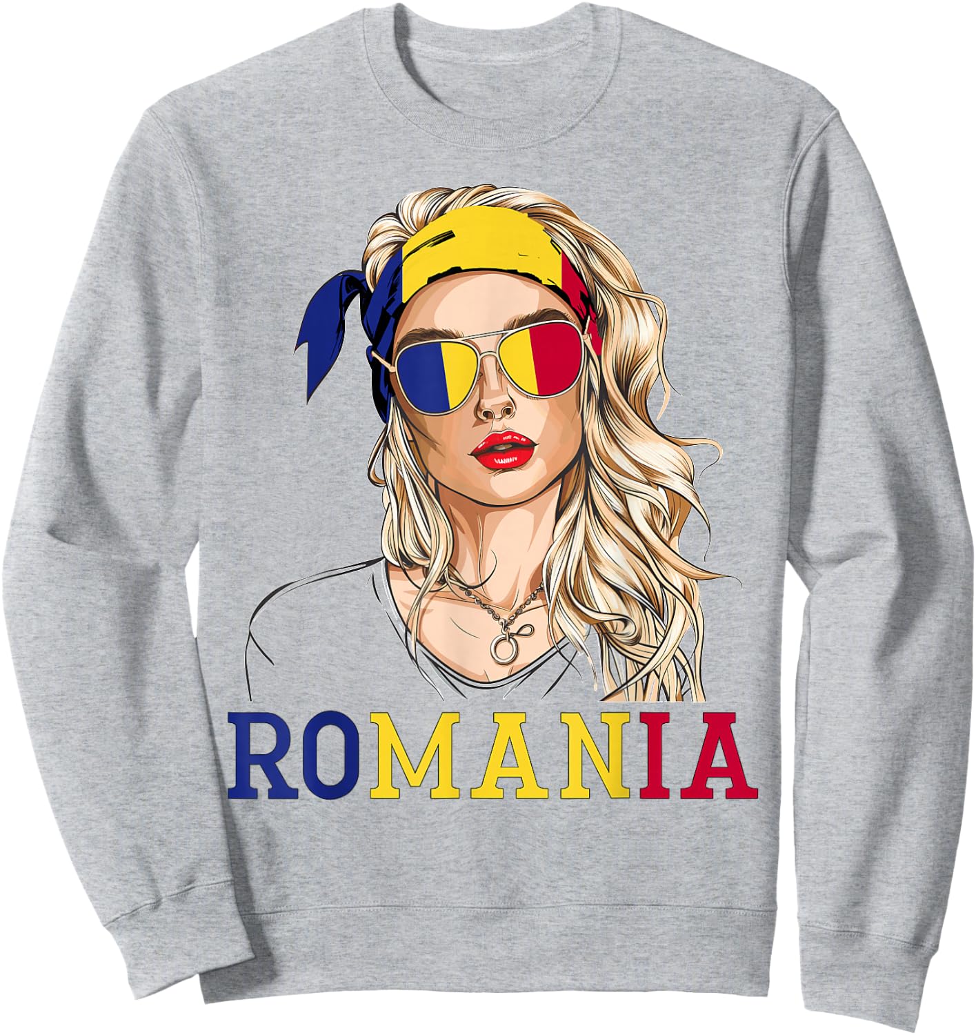 Romanian Flag Outfit for Woman Products Uniform Romania Sweatshirt - Sweatshirt | Ash