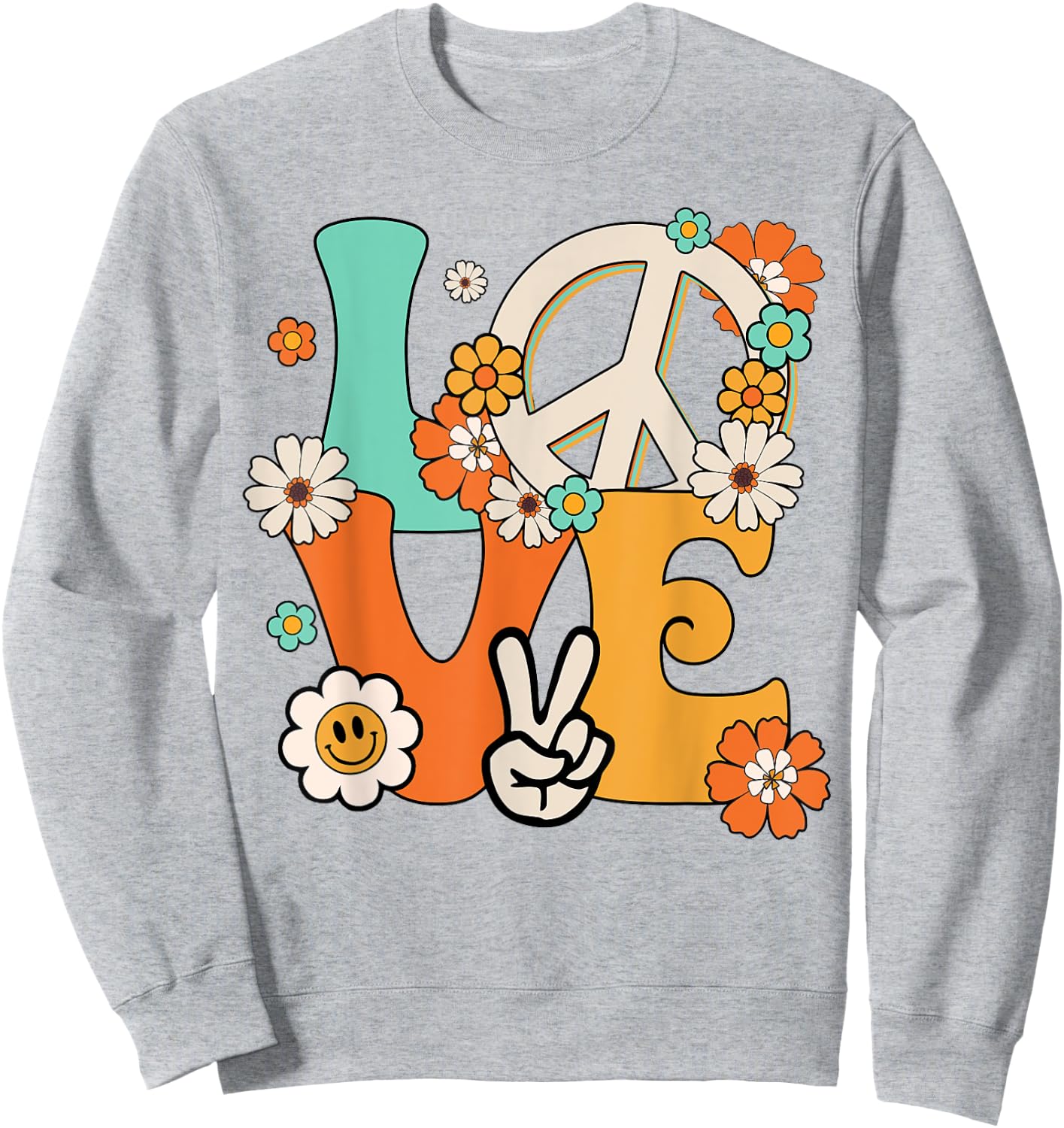 PEACE SIGN LOVE T Shirt 60s 70s Tie Dye Hippie Costume Sweatshirt - Sweatshirt | Ash