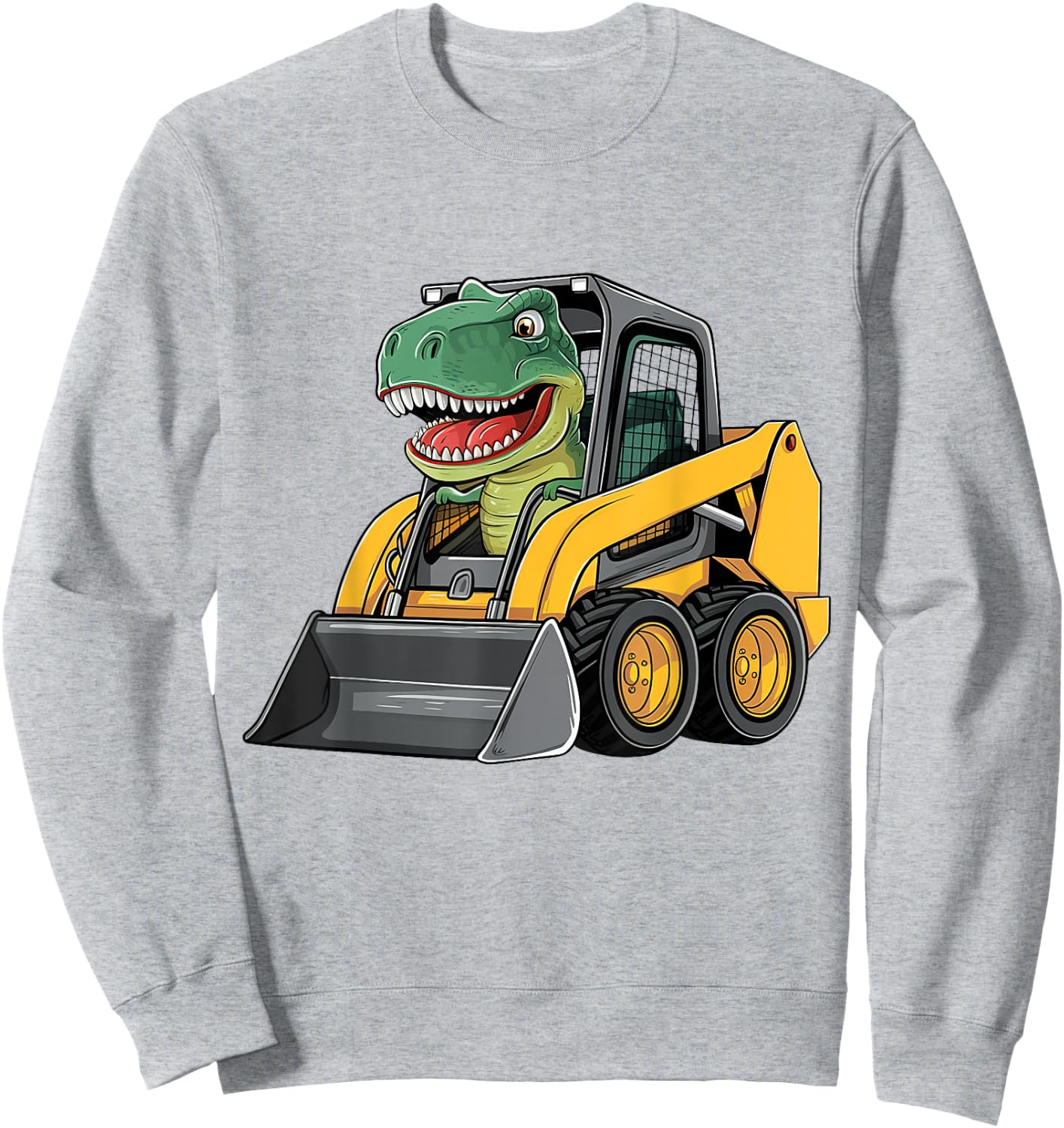Funny Dinosaur Construction Truck Excavator Kids Boy Girl Sweatshirt - Sweatshirt | Ash