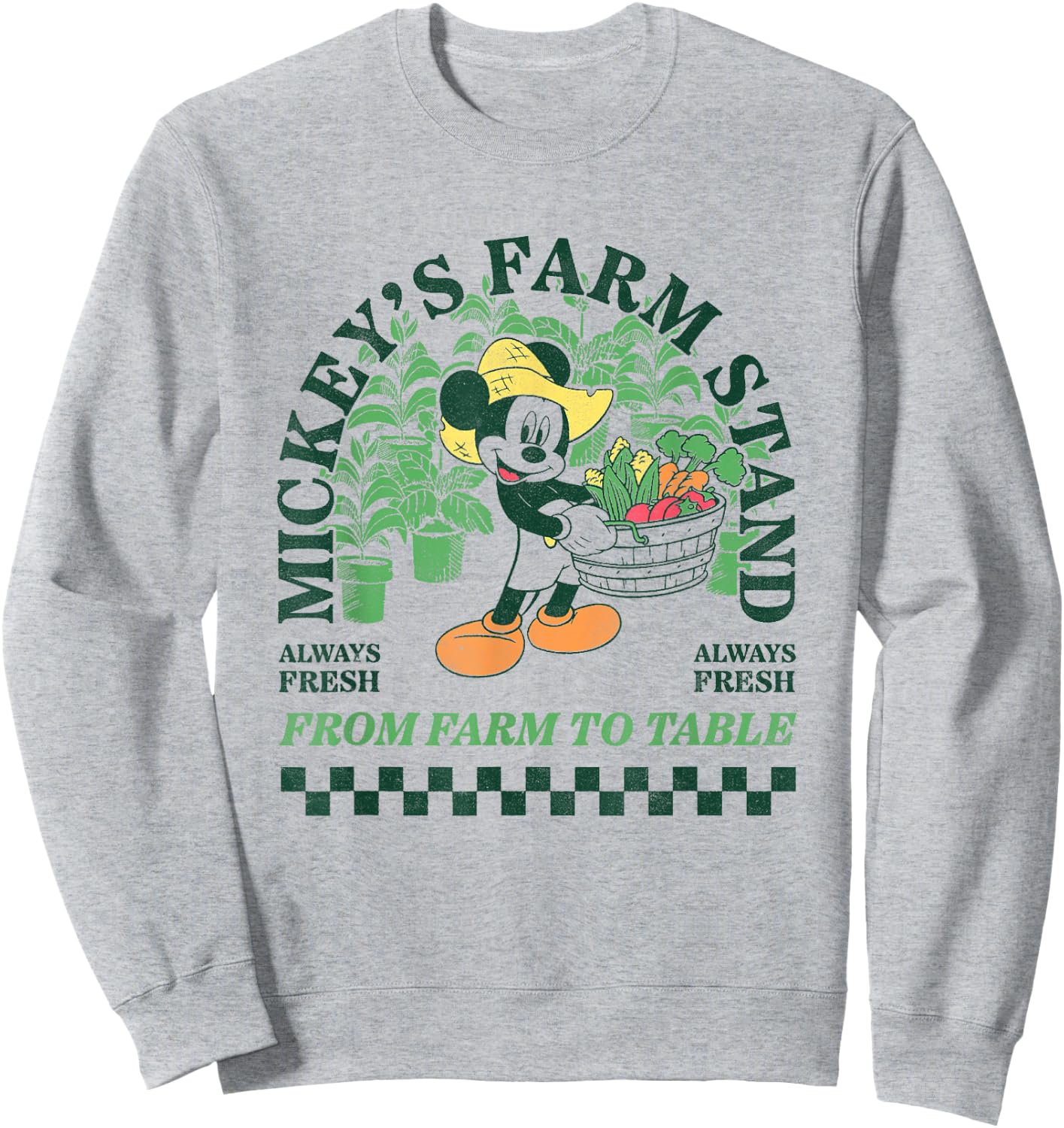 Disney Mickey And Friends Mickey's Farm Stand Retro Big Logo Sweatshirt - Sweatshirt | Ash