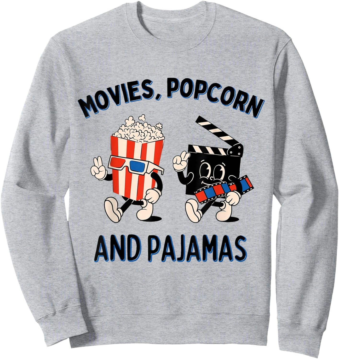 Movies Popcorn And Pajamas Popcorn Movie Night Sweatshirt - Sweatshirt | Ash