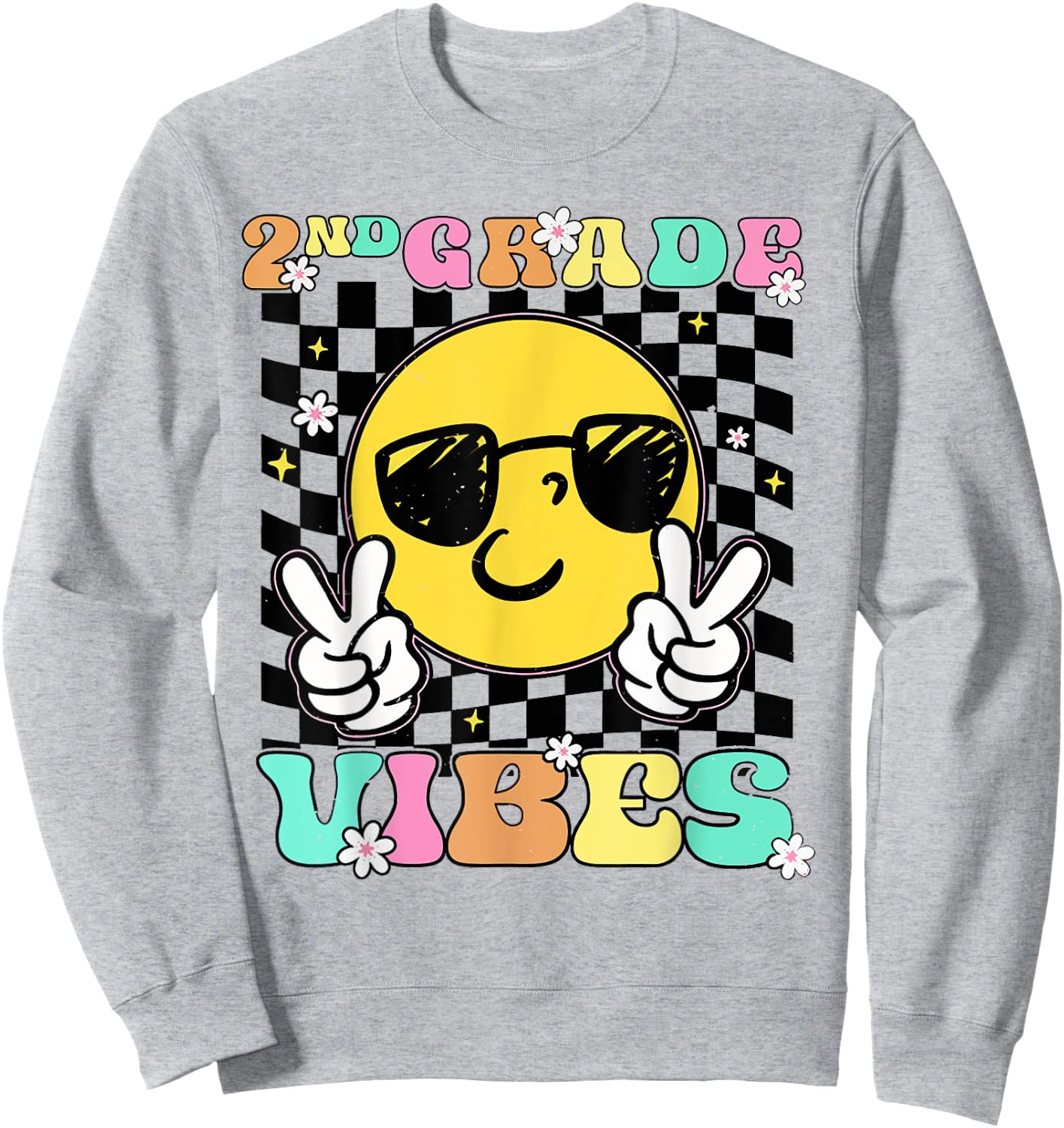 Girls 2nd Grade Vibes Back To School Second Grade Sweatshirt - Sweatshirt | Ash