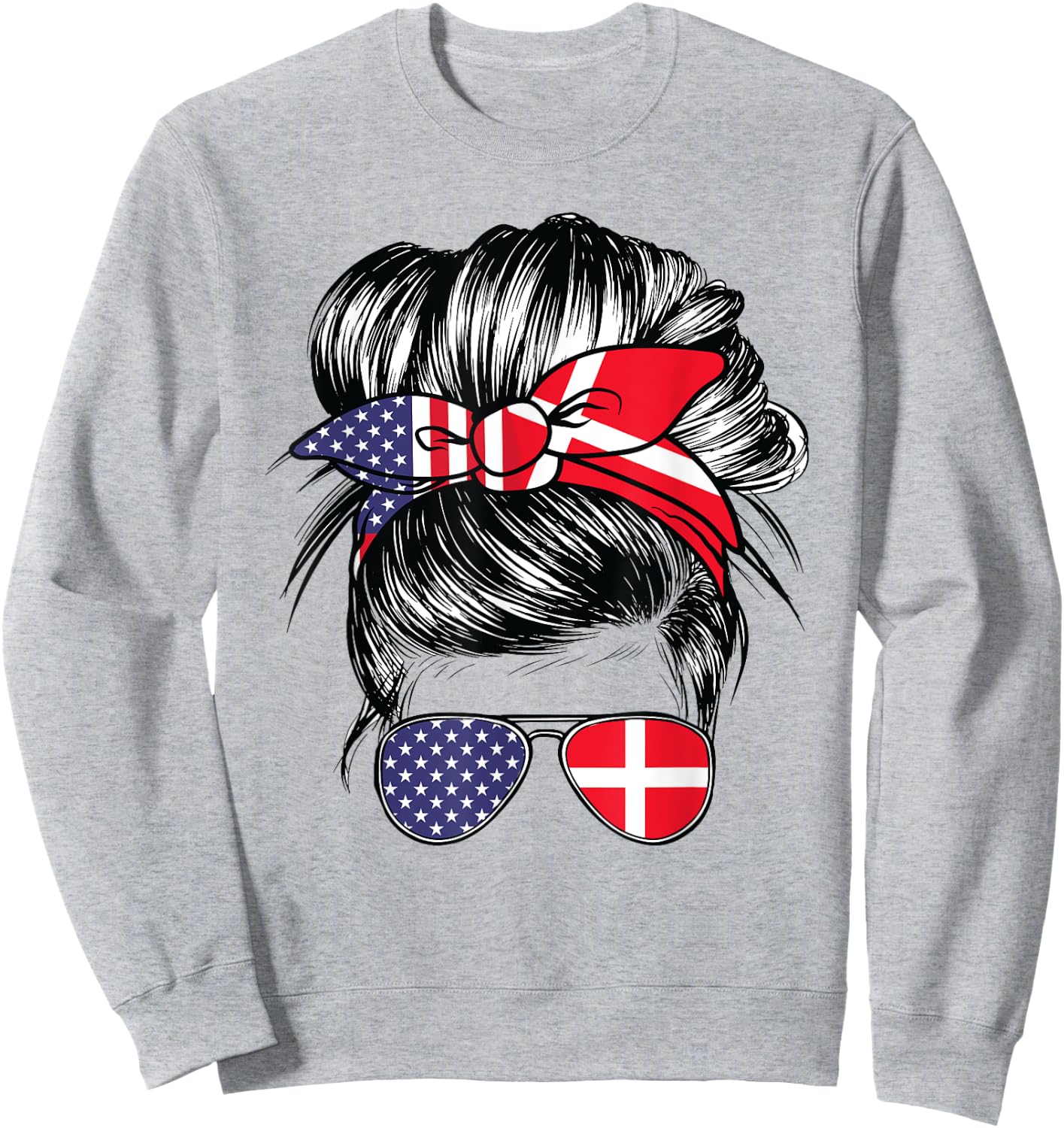 Denmark Flag American Women Girl USA Heritage Danish Sweatshirt - Sweatshirt | Ash