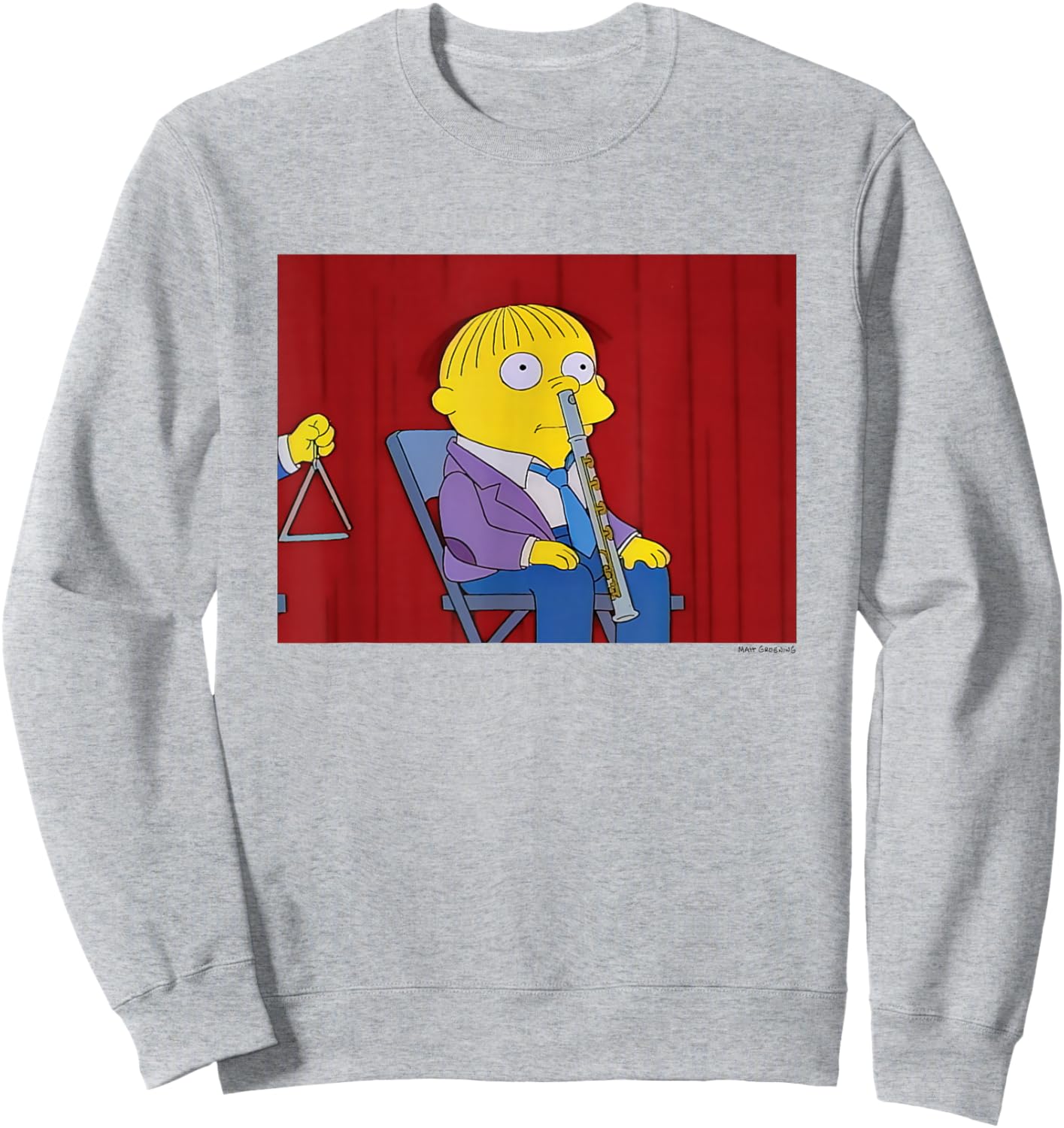 The Simpsons Iconic Scene Ralph Musician Big Chest Logo Sweatshirt - Sweatshirt | Ash