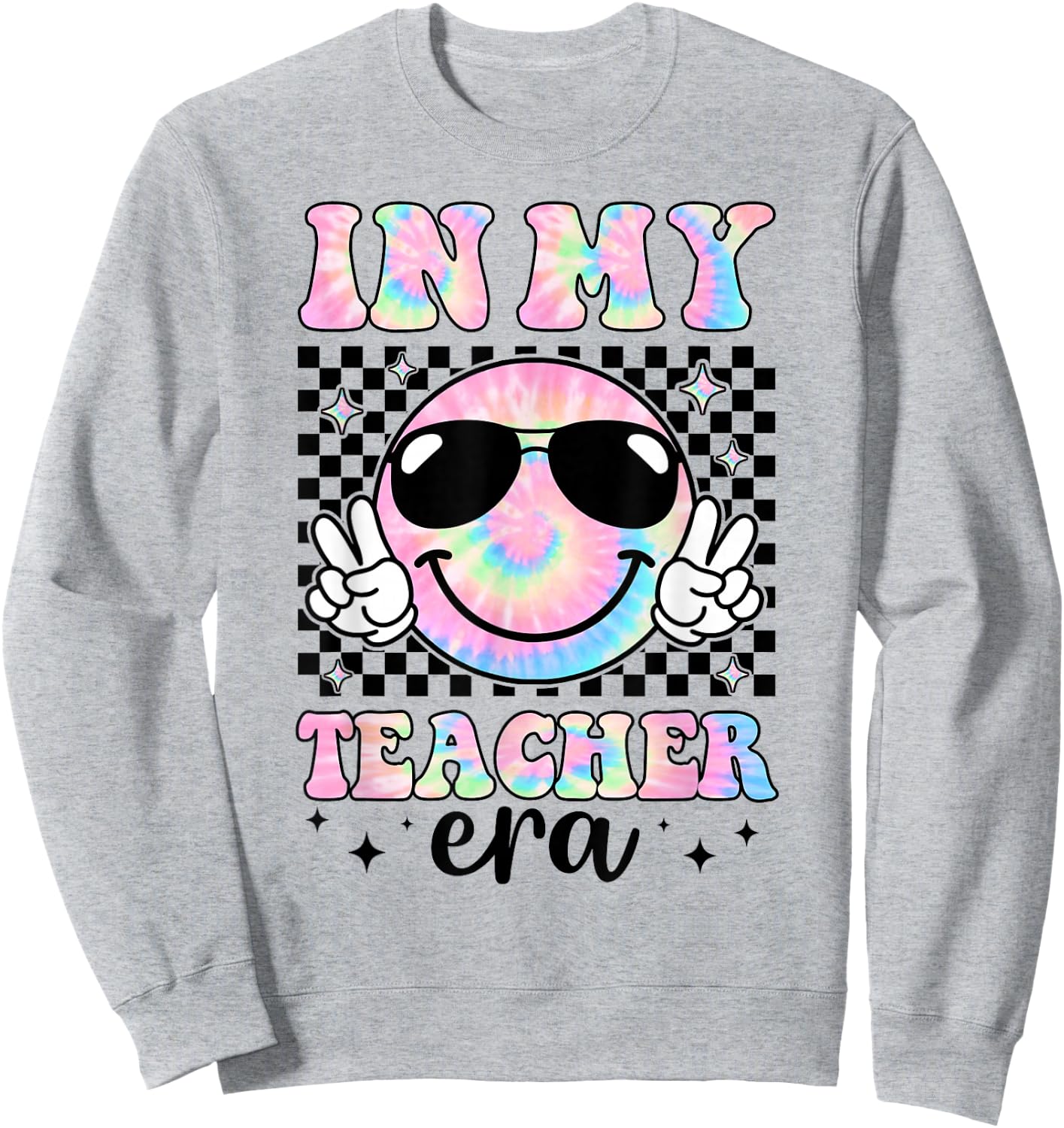 In My Teacher Era Groovy Tie Dye Back To School Cute Teacher Sweatshirt - Sweatshirt | Ash