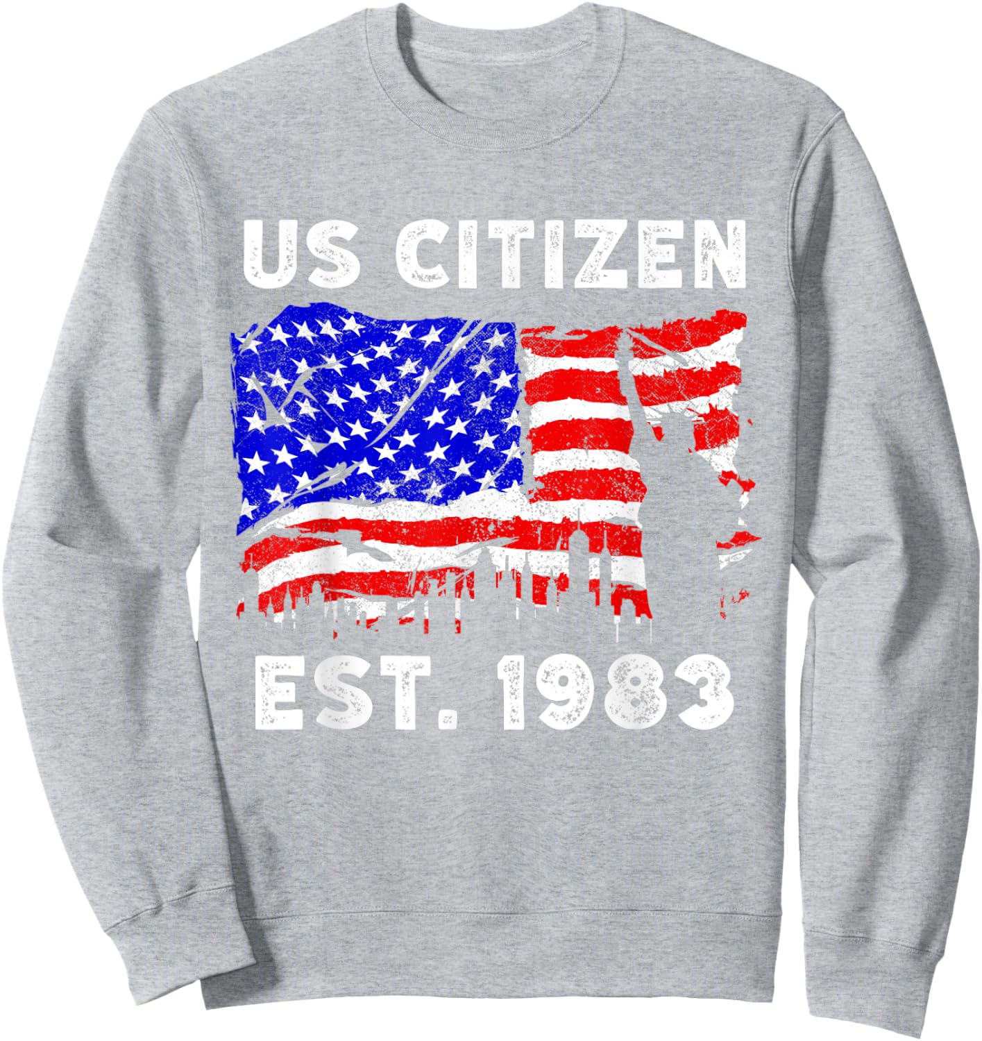 Proud US Citizen Est. Since 1983 For New American USA Sweatshirt - Sweatshirt | Ash